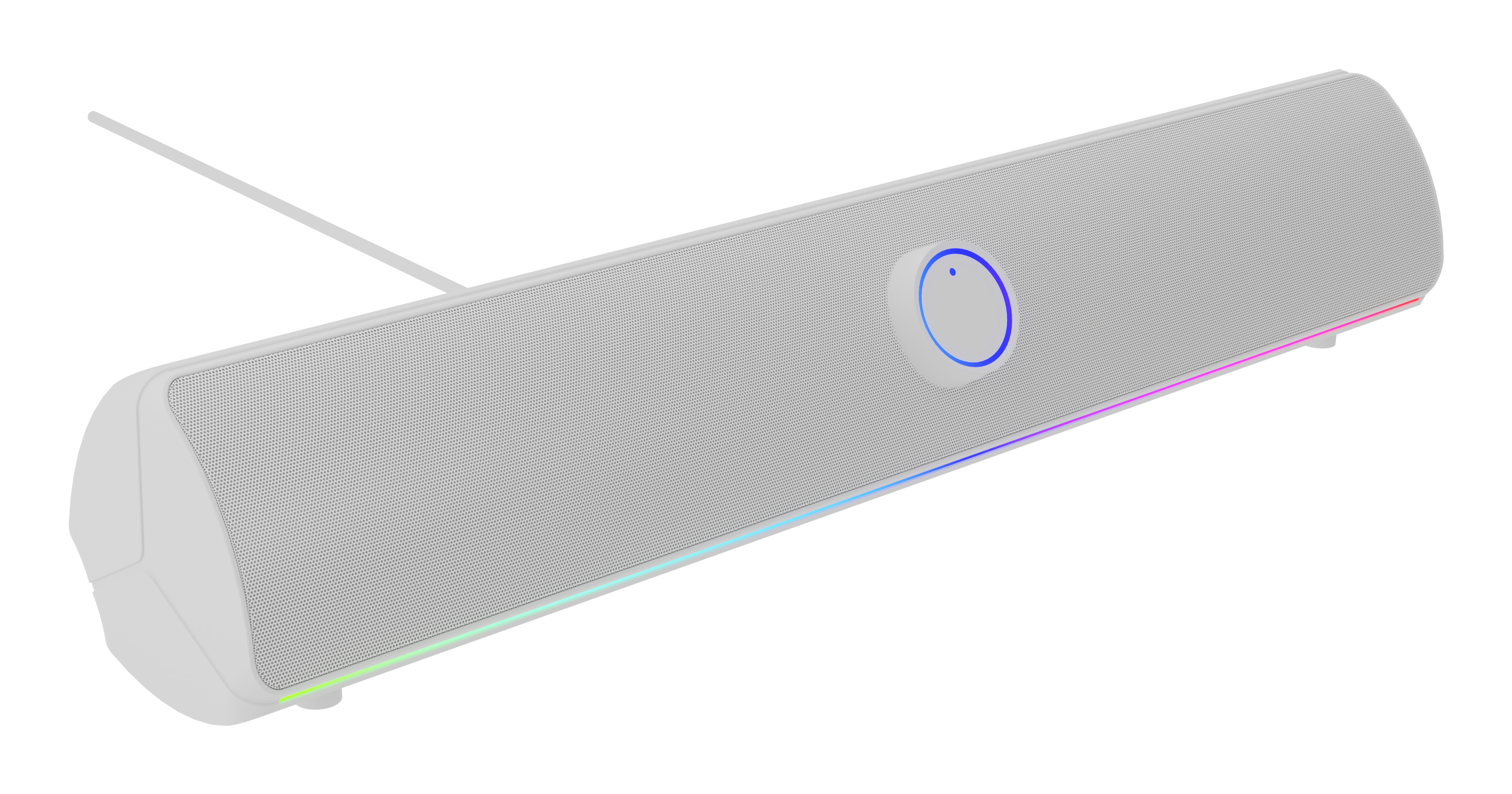 Genesis Helium 312BT NCS-2305 soundbar, 2.0 stereo, 10 W RMS, Bluetooth 5.2 en USB, RGB-verlichting, touchbediening, wit