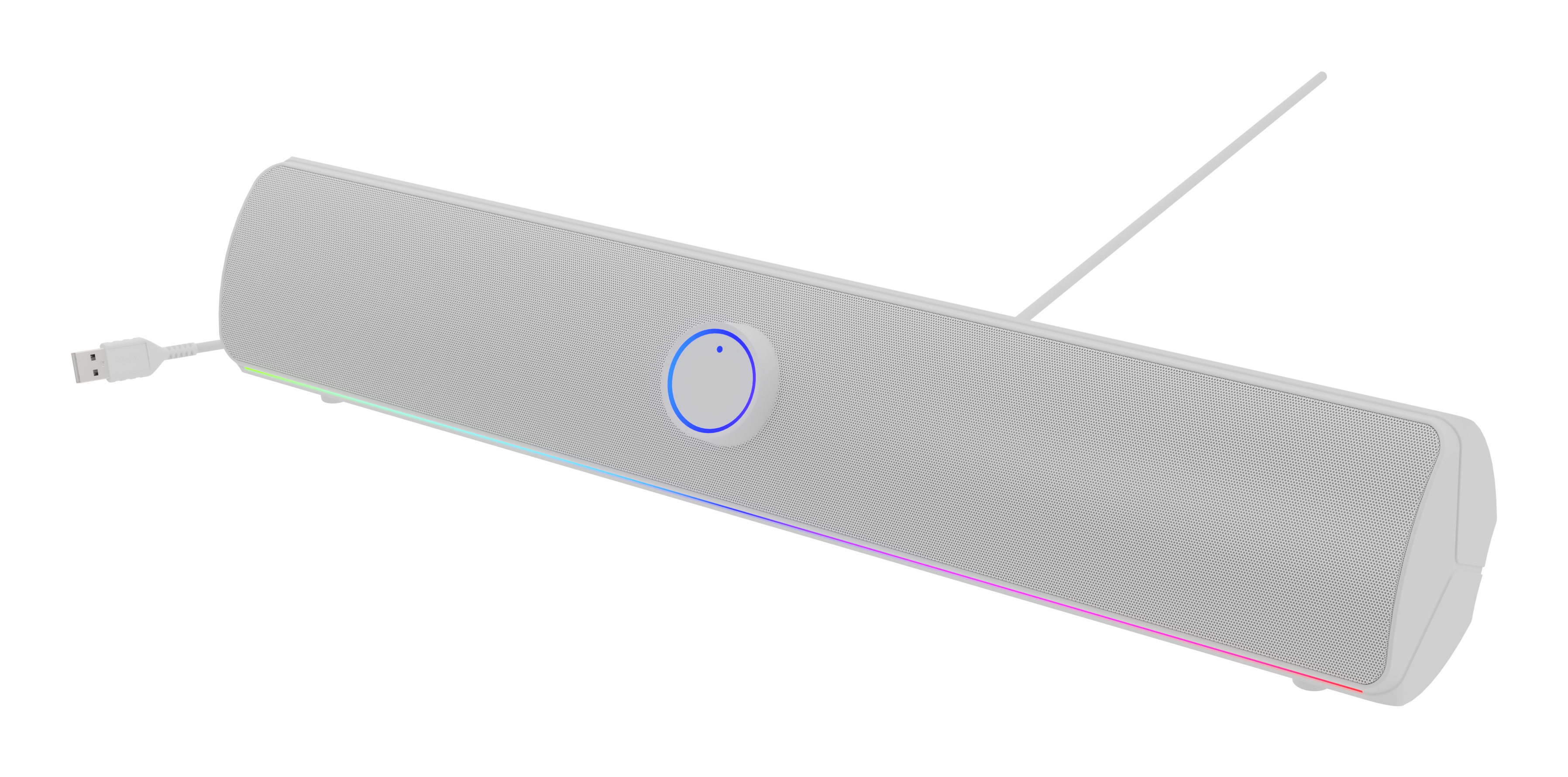 Genesis Helium 312BT NCS-2305 soundbar, 2.0 stereo, 10 W RMS, Bluetooth 5.2 en USB, RGB-verlichting, touchbediening, wit