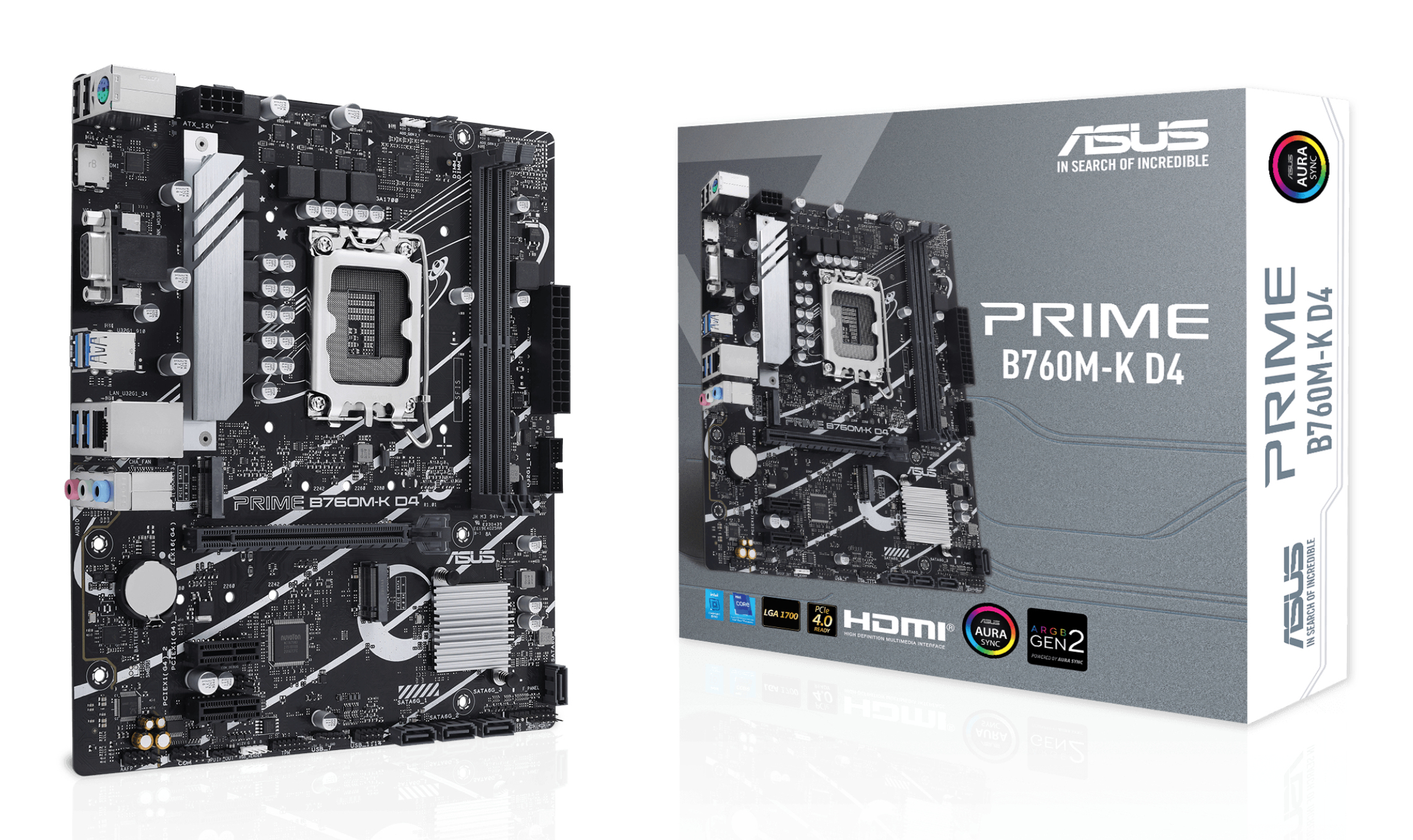 ASUS PRIME B760M-K D4 LGA1700 microATX MB 2xDDR4 4xSATA 2xM.2 1xD-Sub 1xHDMI 2.0