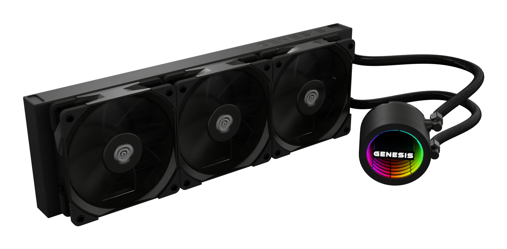 Genesis Hydria 360 Black - 360mm AIO met stille 3-phase pump, 3x 120mm PWM-fans