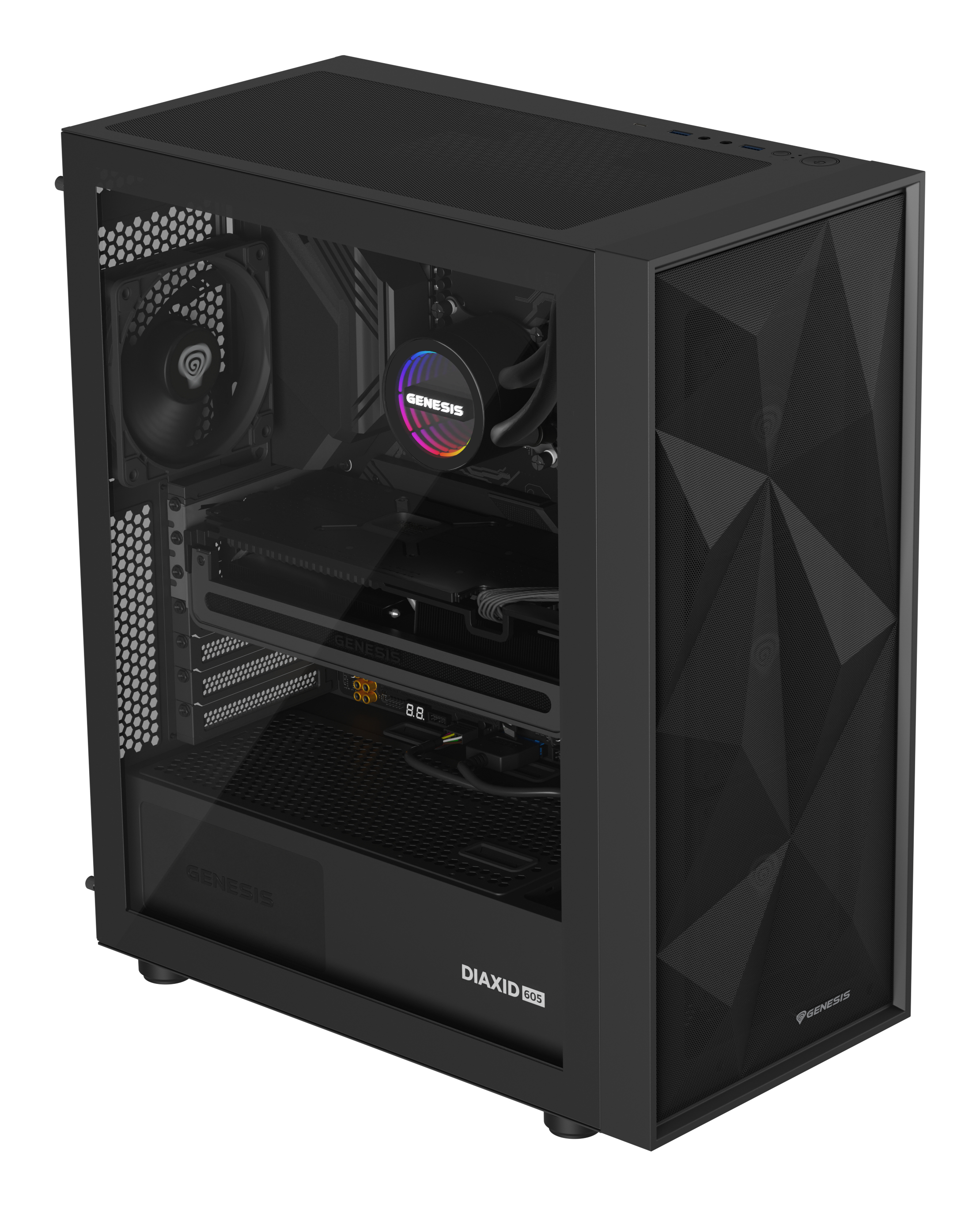 Genesis Hydria 360 Black - 360mm AIO met stille 3-phase pump, 3x 120mm PWM-fans