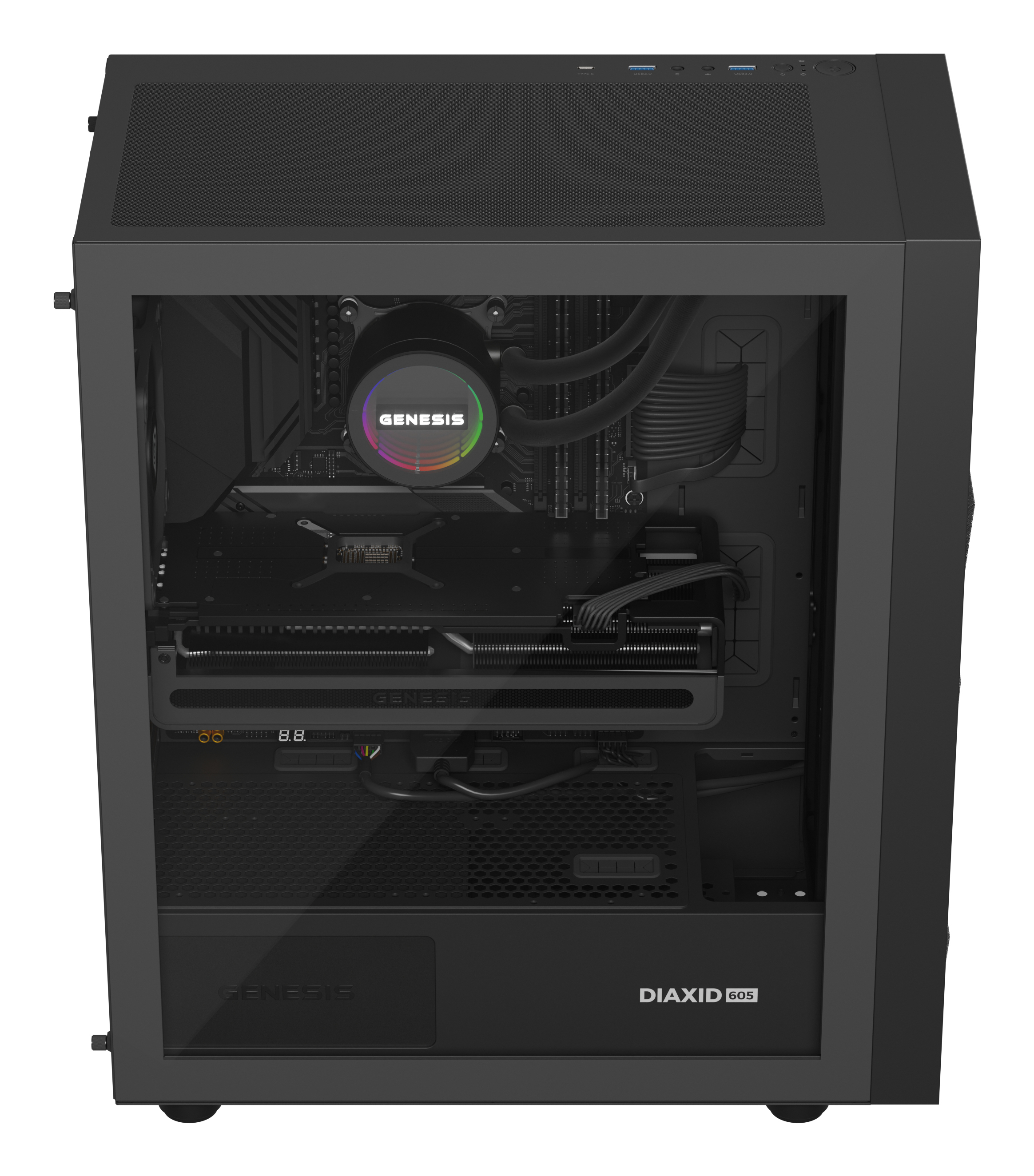 Genesis Hydria 360 Black - 360mm AIO met stille 3-phase pump, 3x 120mm PWM-fans