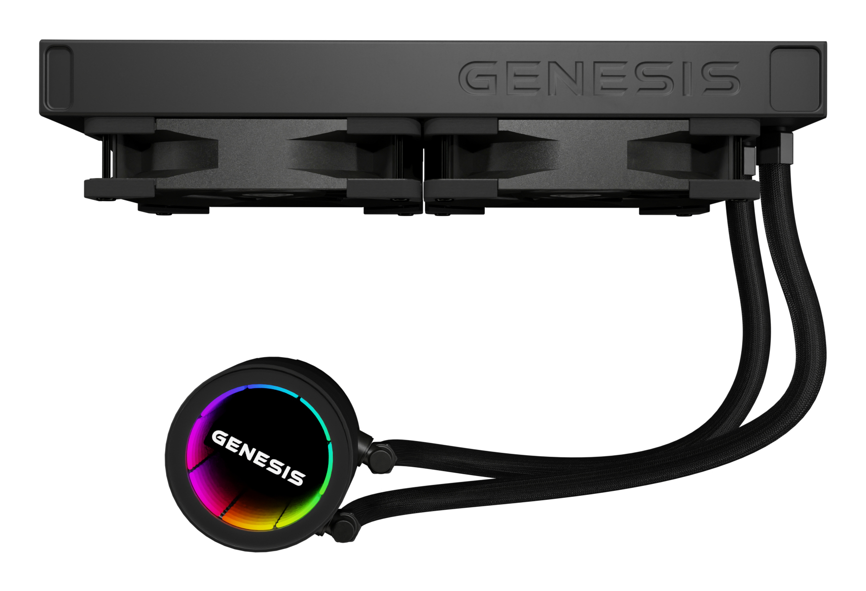 Genesis Hydria 240 ARGB Black - 240mm AIO met stille 3-phase pump, dual 120mm PWM-fans en ARGB-verlichting