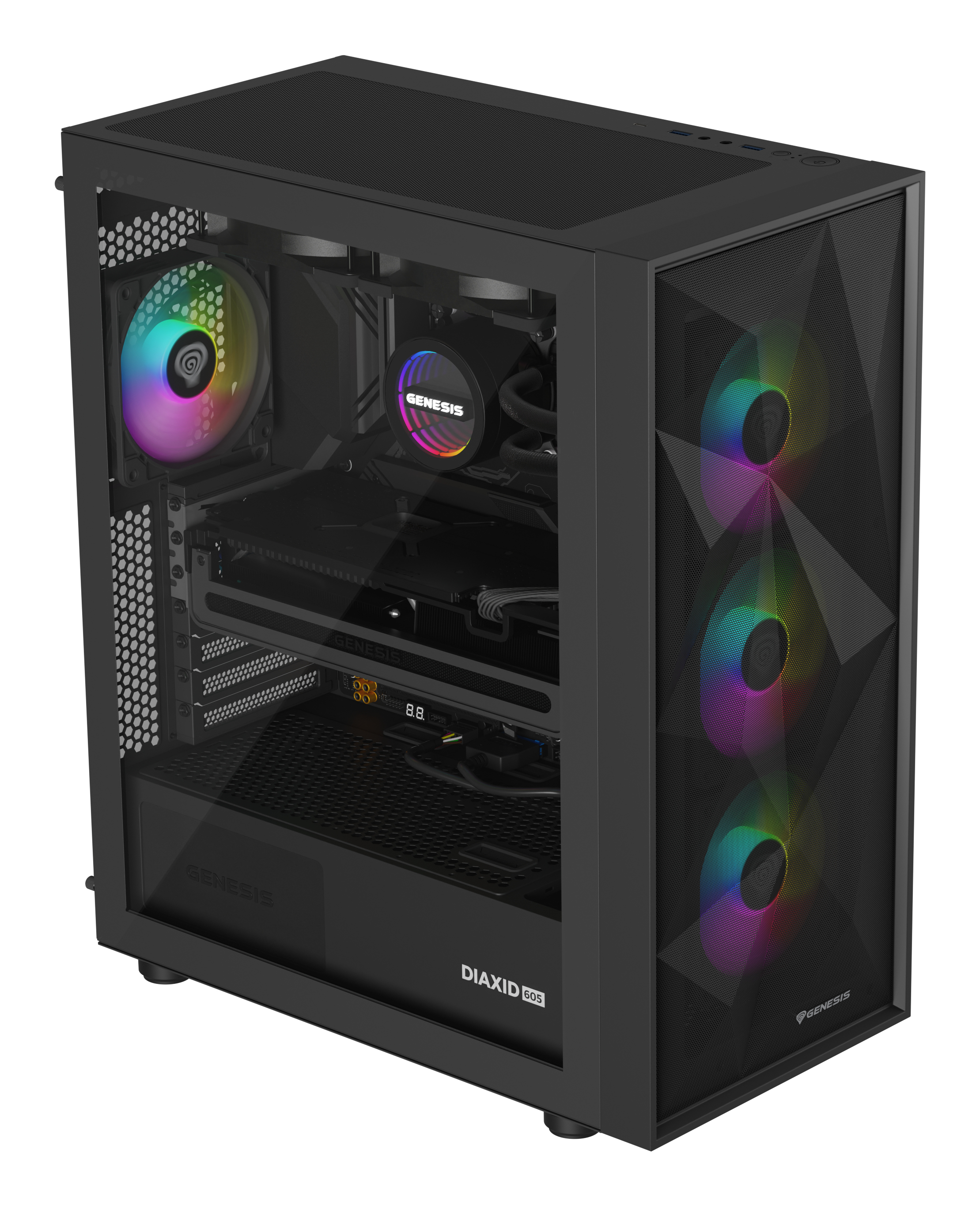 Genesis Hydria 240 ARGB Black - 240mm AIO met stille 3-phase pump, dual 120mm PWM-fans en ARGB-verlichting