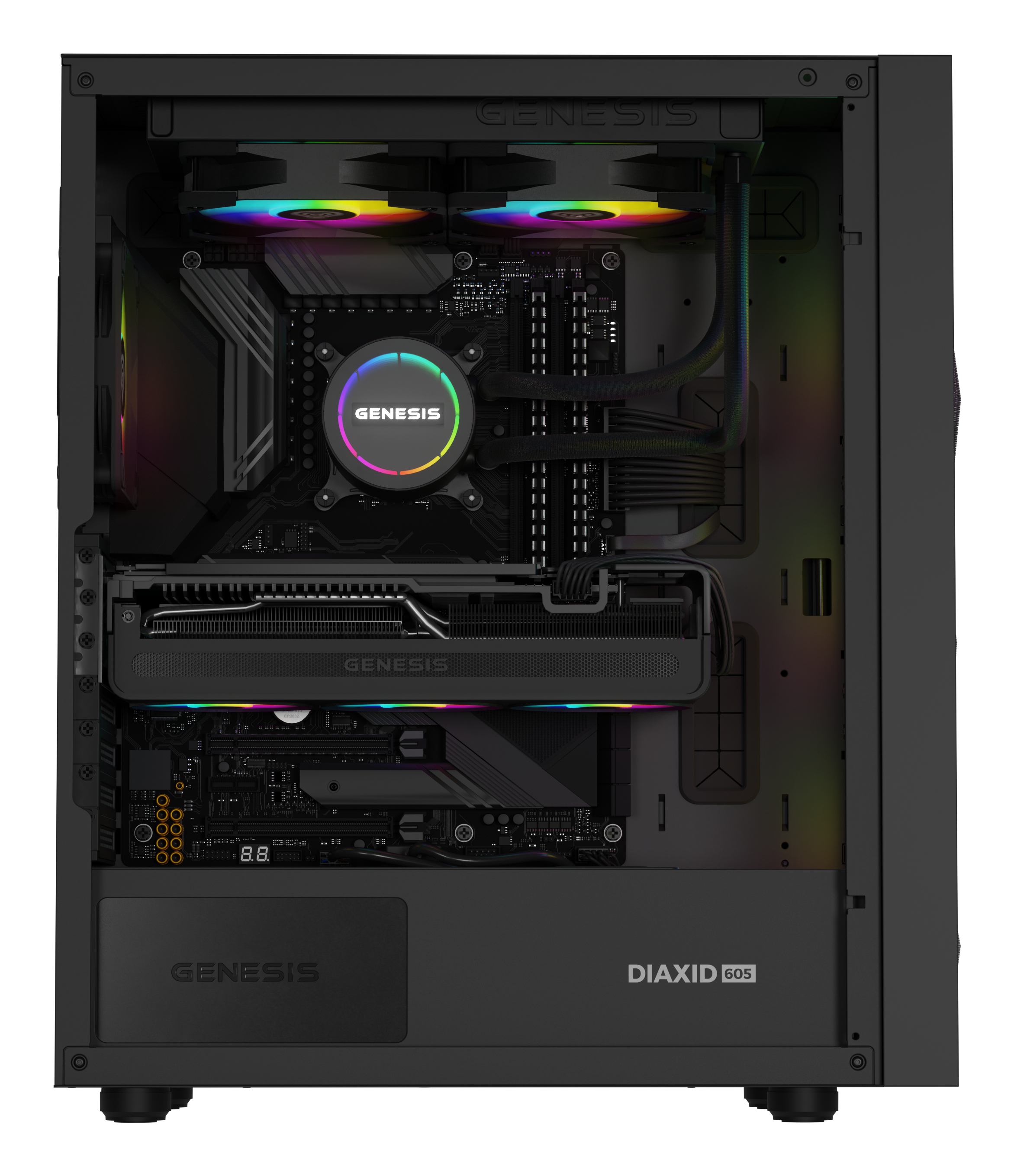 Genesis Hydria 240 ARGB Black - 240mm AIO met stille 3-phase pump, dual 120mm PWM-fans en ARGB-verlichting