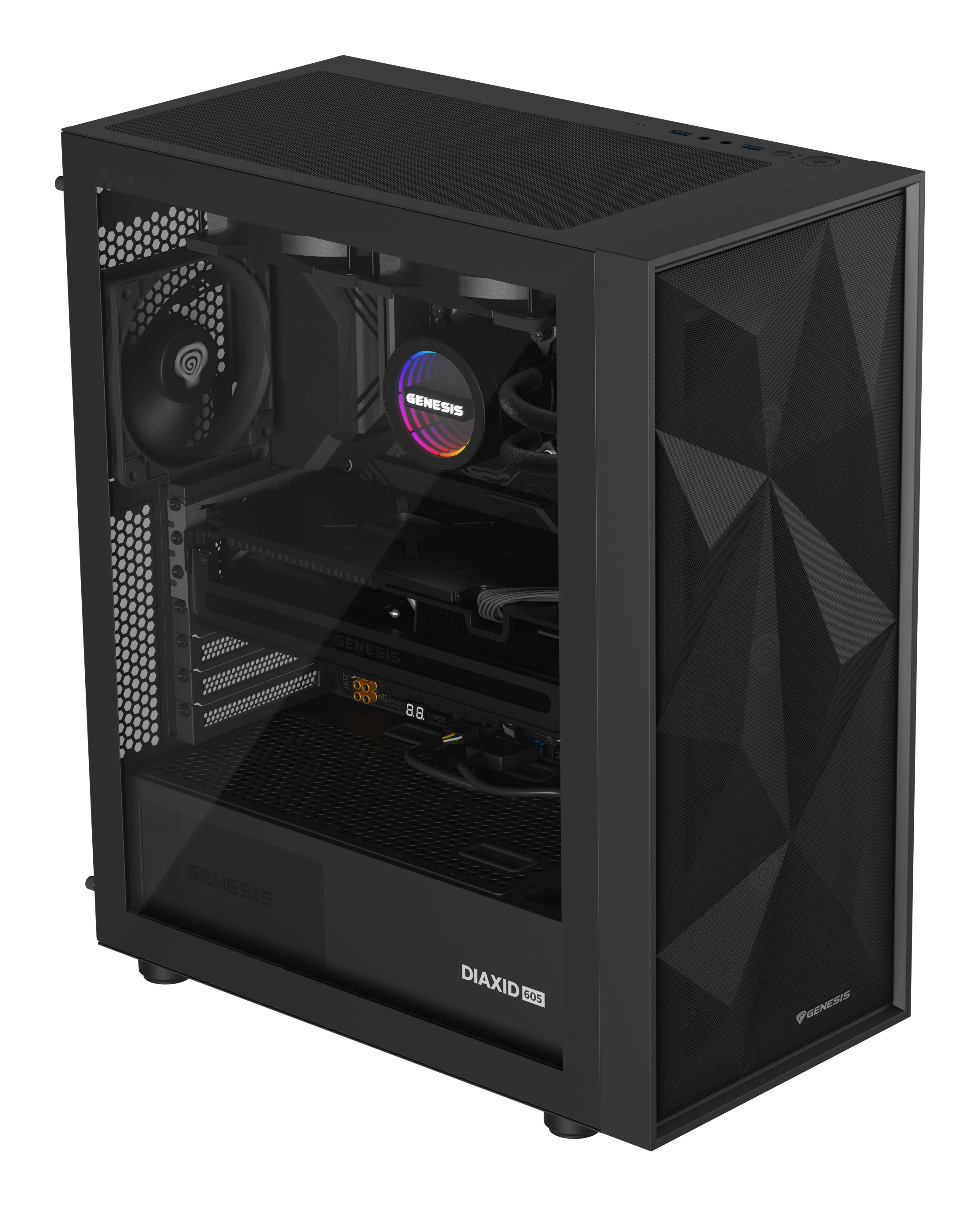 Genesis Hydria 240 Black - 240mm AIO met stille 3-phase pump, dual 120mm PWM-fans.