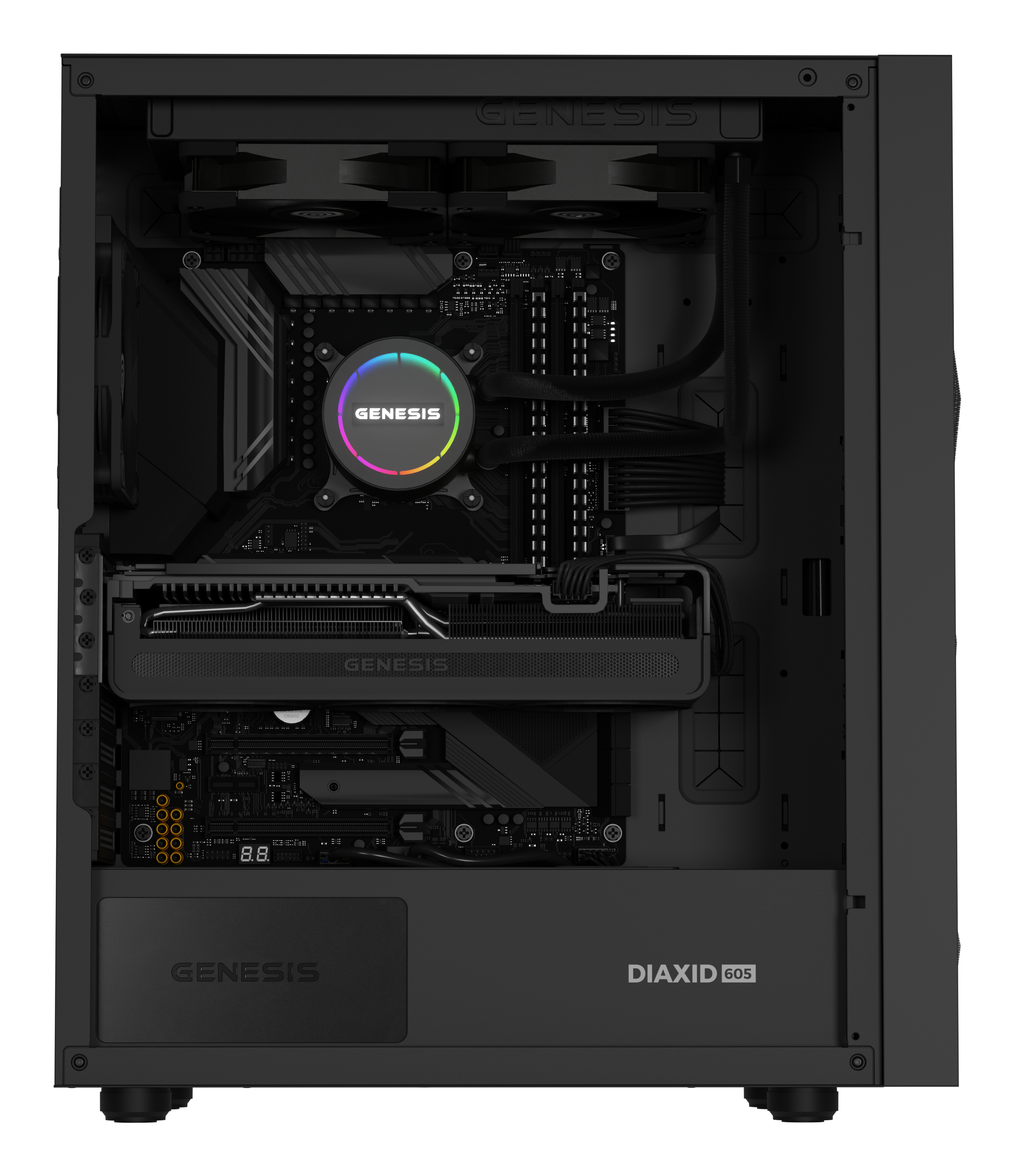Genesis Hydria 240 Black - 240mm AIO met stille 3-phase pump, dual 120mm PWM-fans.