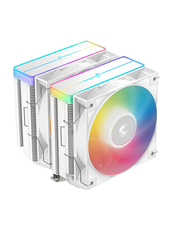 DeepCool AG620 WH ARGB V2 ARGB CPU Air Cooler, Dual-Tower, 120mm ARGB Hydro Bearing Fan, All-White Design, 6 Copper Heat Pipes, ARGB Top Panel, CTT2.0