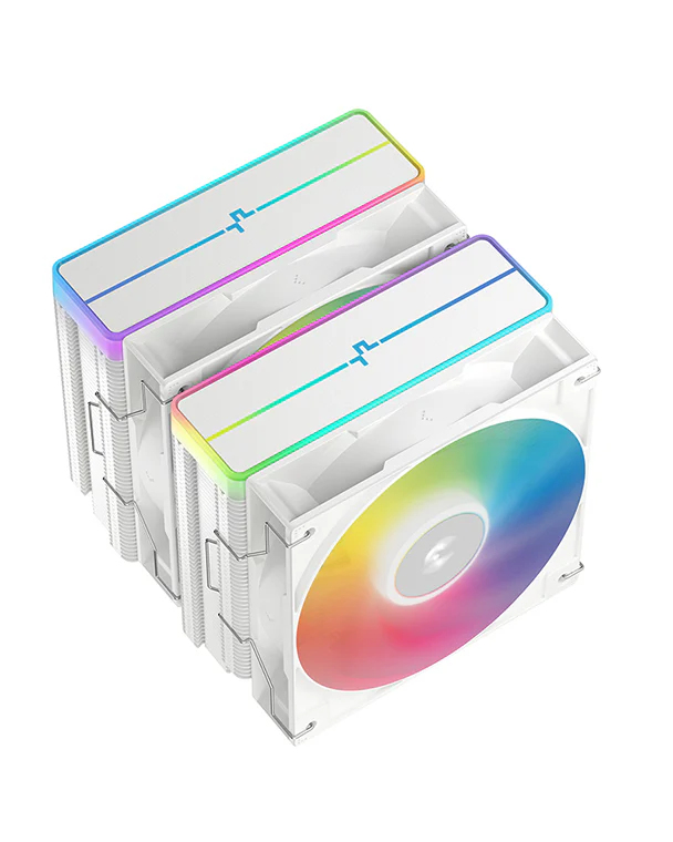 DeepCool AG620 WH ARGB V2 ARGB CPU Air Cooler, Dual-Tower, 120mm ARGB Hydro Bearing Fan, All-White Design, 6 Copper Heat Pipes, ARGB Top Panel, CTT2.0