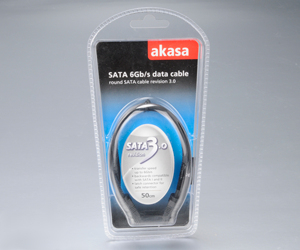 Akasa SATA revision 3.0, 6.0Gb/s transfer, black rounded cable, 100cm, 7 pin connector with secure latch, *SATAM, *SATAF
