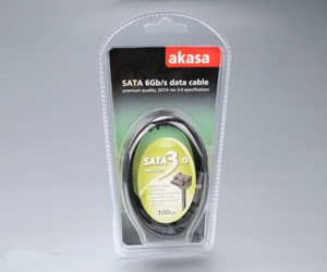 Akasa sata 3.0, 6gb/s, black rounded cable 100cm with right angle secure latch and straight connectors, *MBM, *SATAM