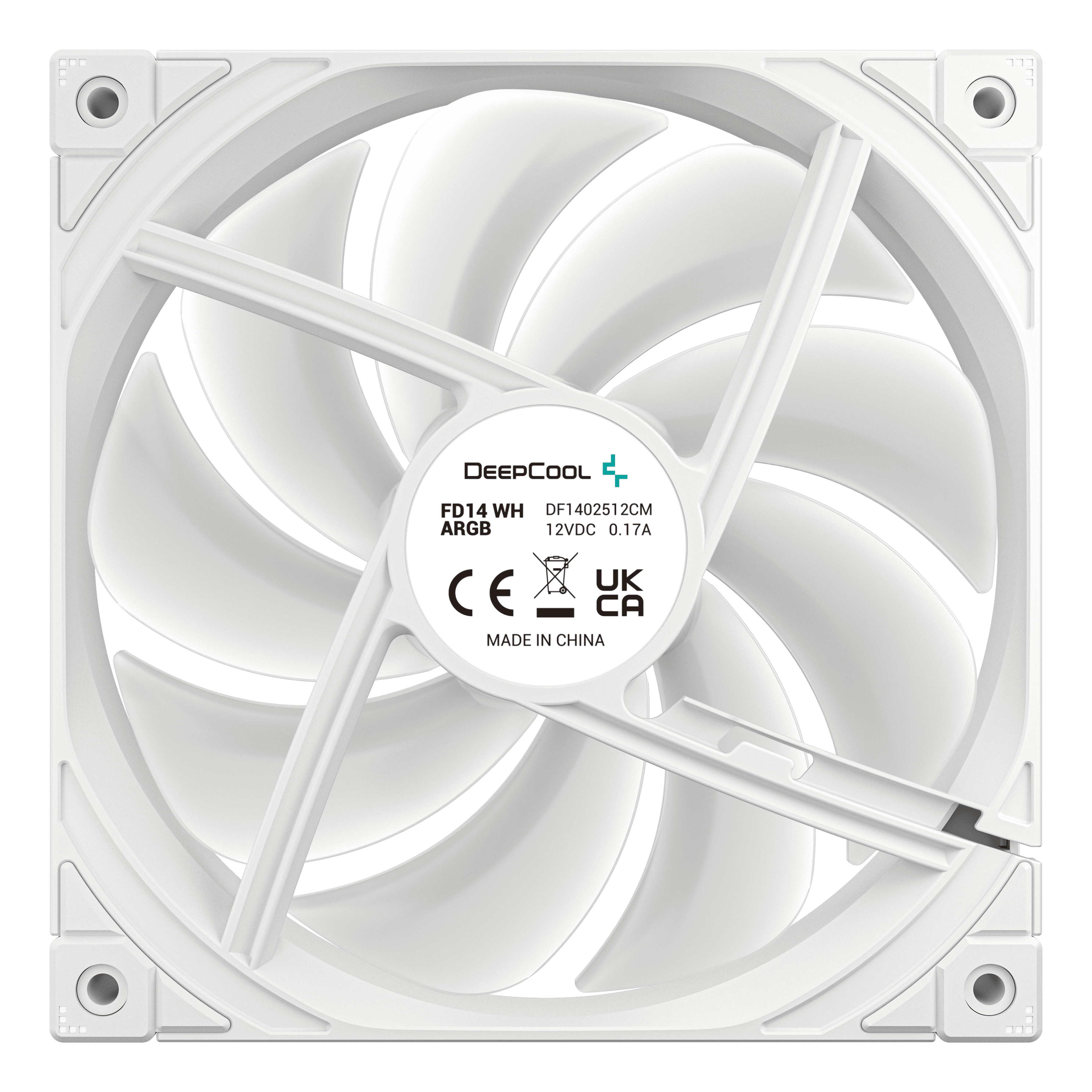 DeepCool FD14 ARGB WH, 140mm Performance ARGB Gen 2 Fan, Daisy Chain, 8-pin Cable, PWM, Hydro bearing, PBT Frame, PC Fan Blades, White