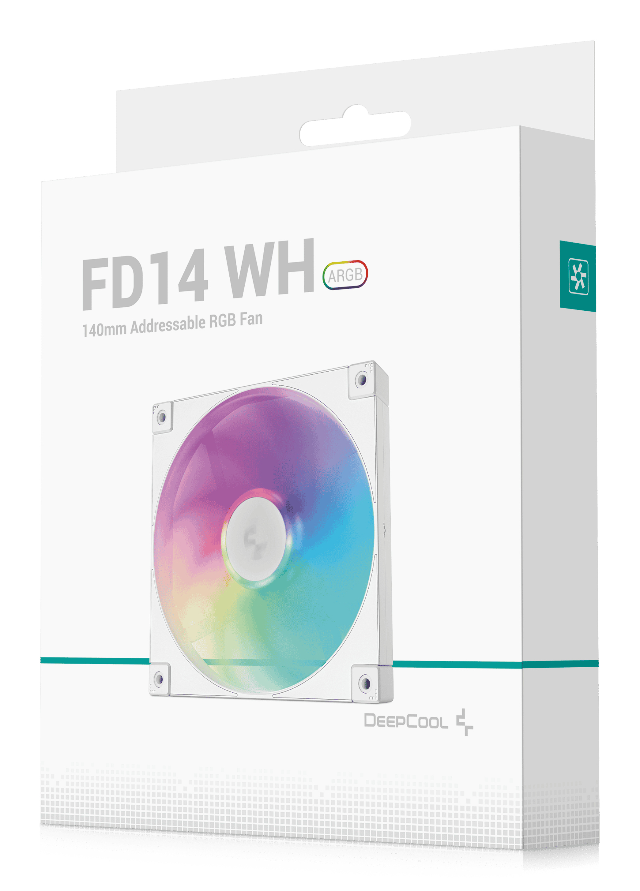 DeepCool FD14 ARGB WH, 140mm Performance ARGB Gen 2 Fan, Daisy Chain, 8-pin Cable, PWM, Hydro bearing, PBT Frame, PC Fan Blades, White