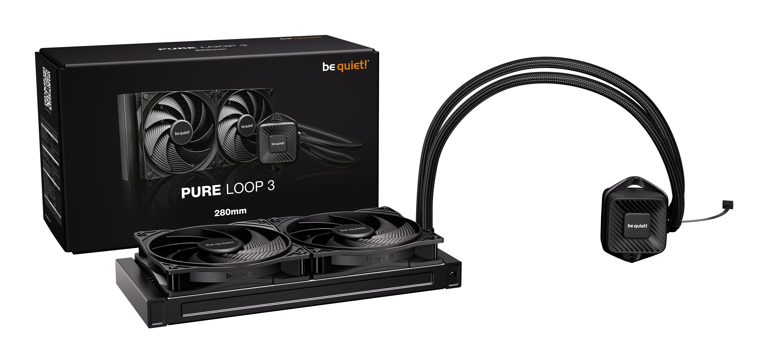 be quiet! Pure Loop 3 280mm Water Cooler, PWM Pump, 2xPure Wings 3 140 mm PWM high-speed, Intel: 1851/1700/1200/115X AMD: AM5/AM4