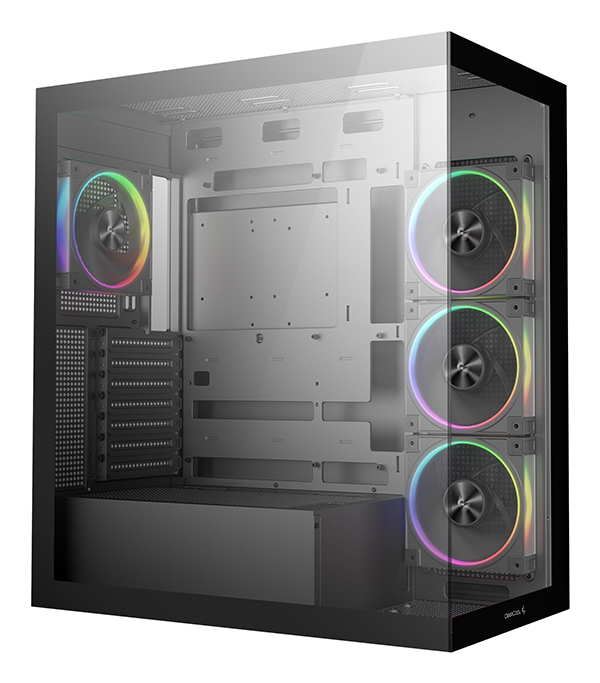 DeepCool CG580 4F V2 ATX Panoramic case, Single Chamber Configuration, Tempered Glass Panels, Pre-Installed 4x120mm PWM ARGB Fans,Type-C Port, 2x USB 3.0, Black