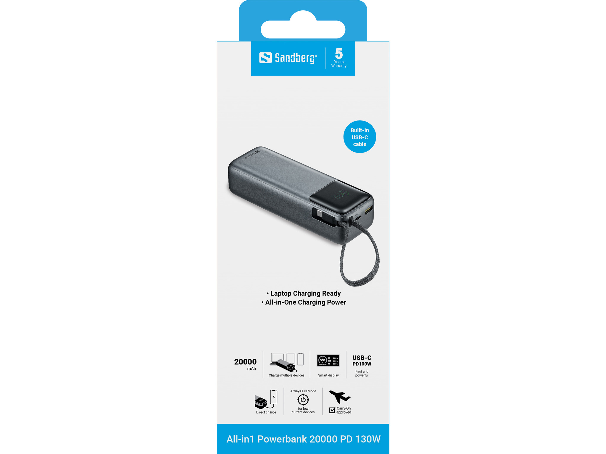 Sandberg All-in1 Powerbank 20000 PD 130W