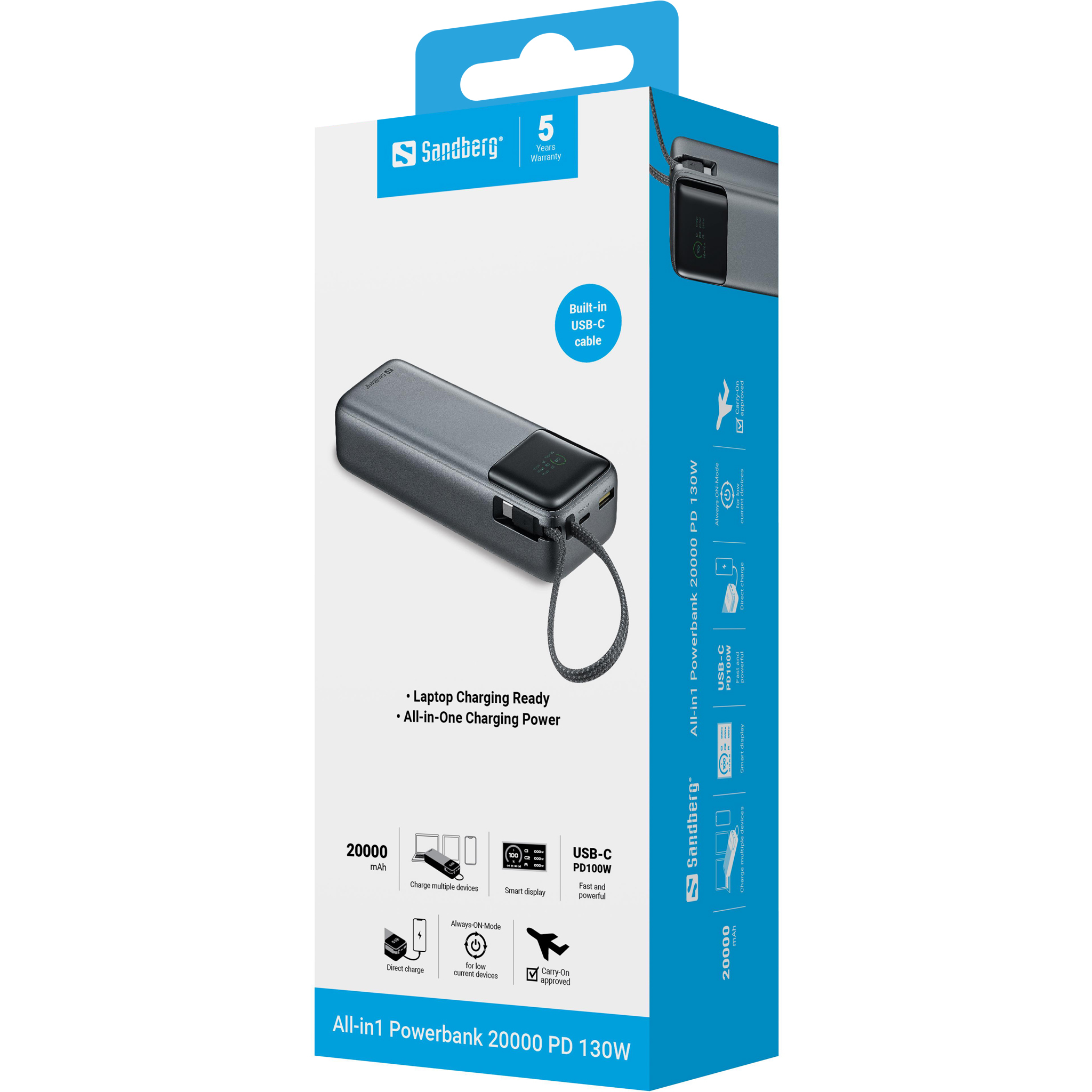 Sandberg All-in1 Powerbank 20000 PD 130W