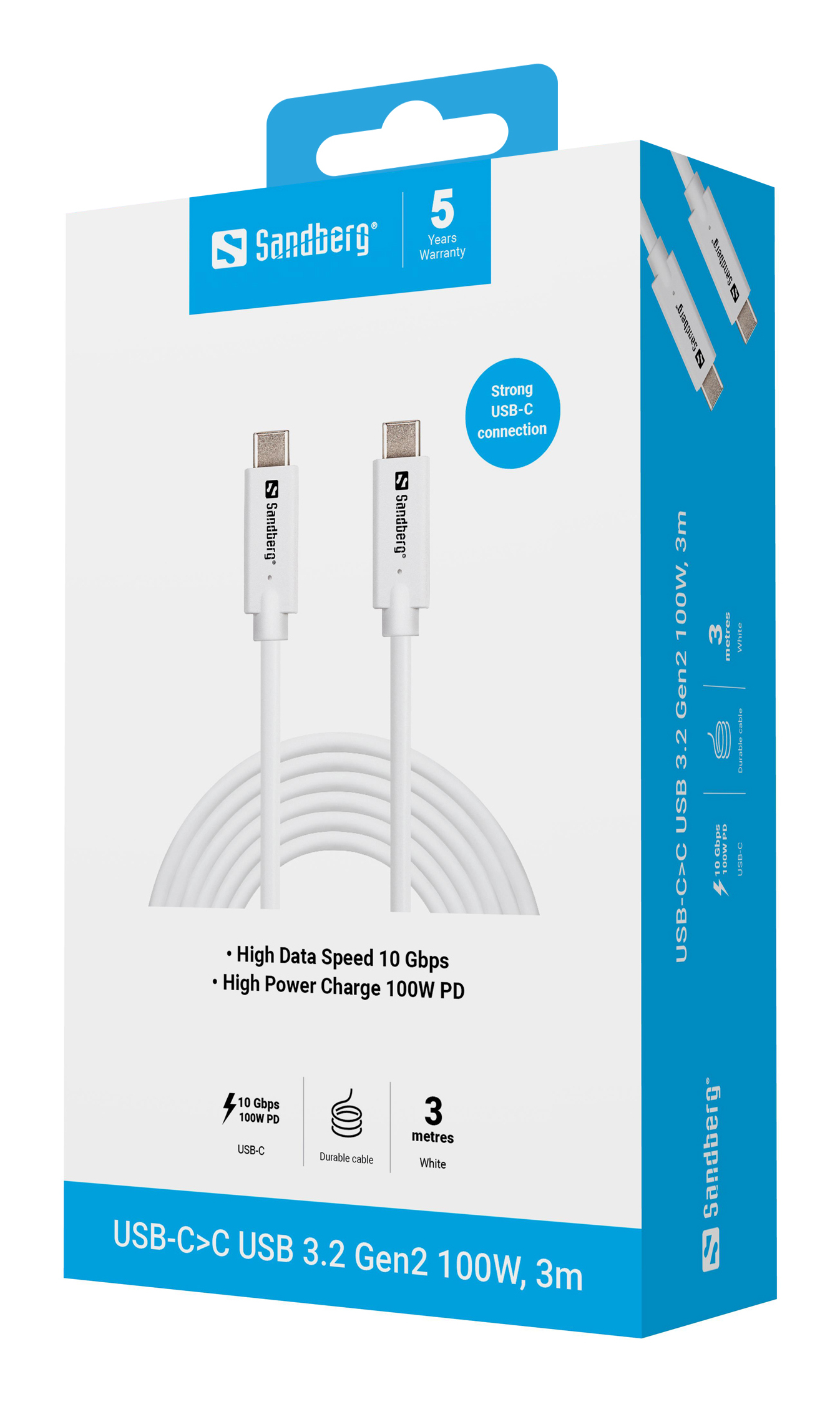Sandberg USB-C>C USB 3.2 Gen2 100W, 3m