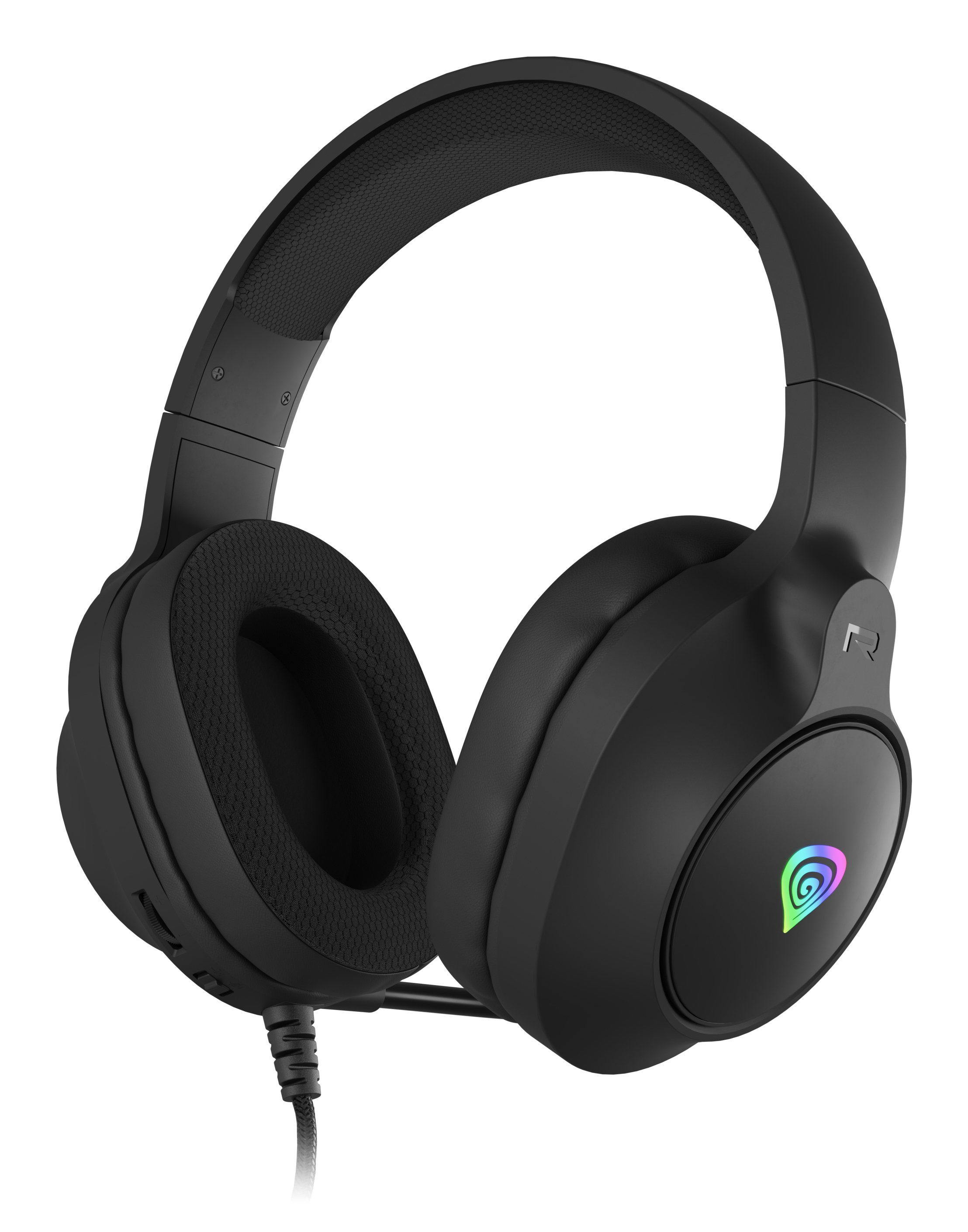 Genesis Neon 213 NSG-2306 gaming headset, 2.0 stereo, over-ear, 50 mm drivers, bedraad, 3.5 mm jack en USB, microfoon, RGB, zwart