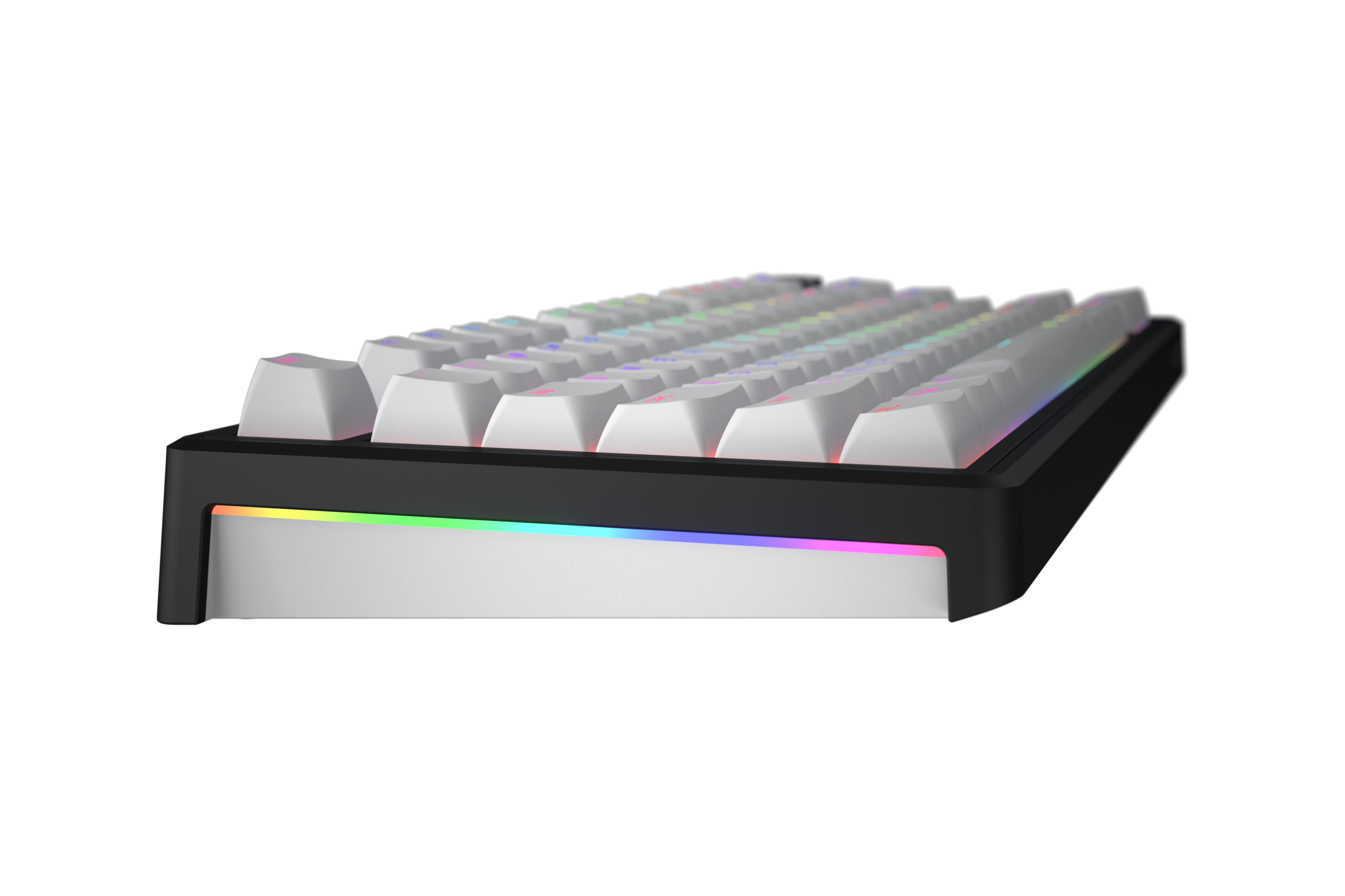 HATOR Skyfall 80 wireless, white-black, ABS OMA white-white US-ANSI, HATOR Aurum Lemon 70M linear mechanical hotswap 50gf switches, 2.4GHz/Bluetooth/USB, 4000mAh, gasket mount structure & anti-noise sandwich, knob, RGB workspace&gaming keyboard - (HTK318