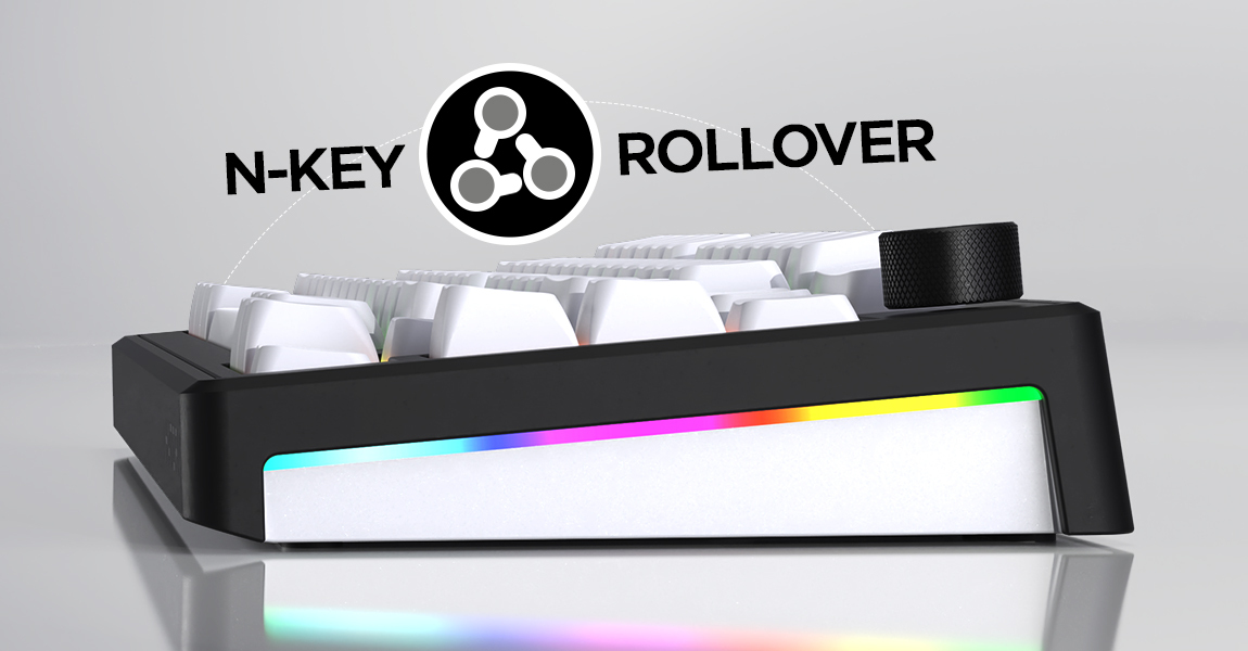 HATOR Skyfall 80 wireless, white-black, ABS OMA white-white US-ANSI, HATOR Aurum Lemon 70M linear mechanical hotswap 50gf switches, 2.4GHz/Bluetooth/USB, 4000mAh, gasket mount structure & anti-noise sandwich, knob, RGB workspace&gaming keyboard - (HTK318