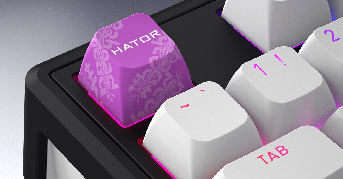 HATOR Skyfall 80 wireless, white-black, ABS OMA white-white US-ANSI, HATOR Aurum Lemon 70M linear mechanical hotswap 50gf switches, 2.4GHz/Bluetooth/USB, 4000mAh, gasket mount structure & anti-noise sandwich, knob, RGB workspace&gaming keyboard - (HTK318