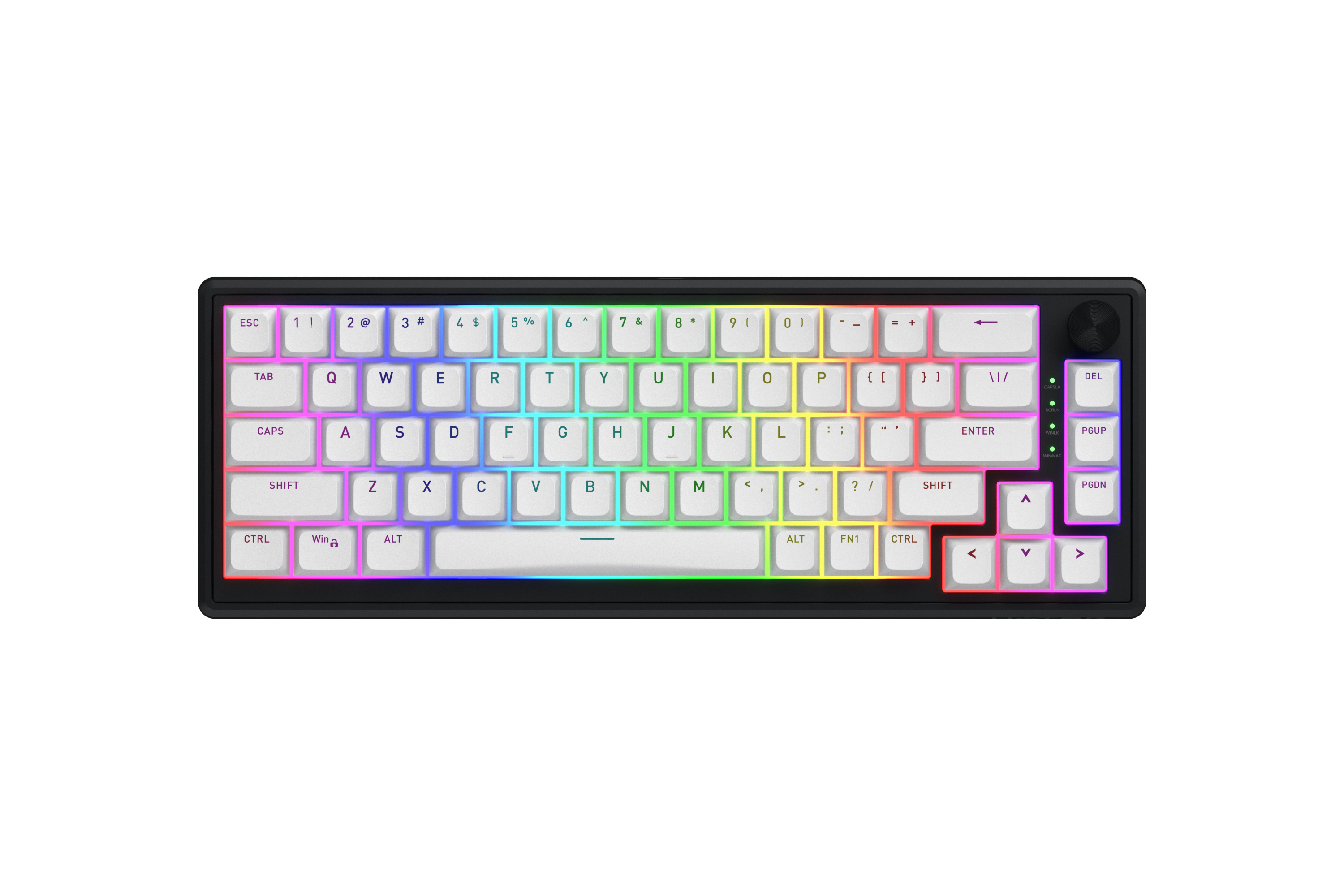 HATOR Skyfall 65 MAG ULTRA 8K, black-black, PBT OMA white-white US-ANSI, HATOR Aurum Strawberry 100M magnetic hotswap 45gf switches, 8K USB polling rate, 64K single key, gasket mount structure & anti-noise sandwich, knob, RGB analog gaming keyboard - (HT