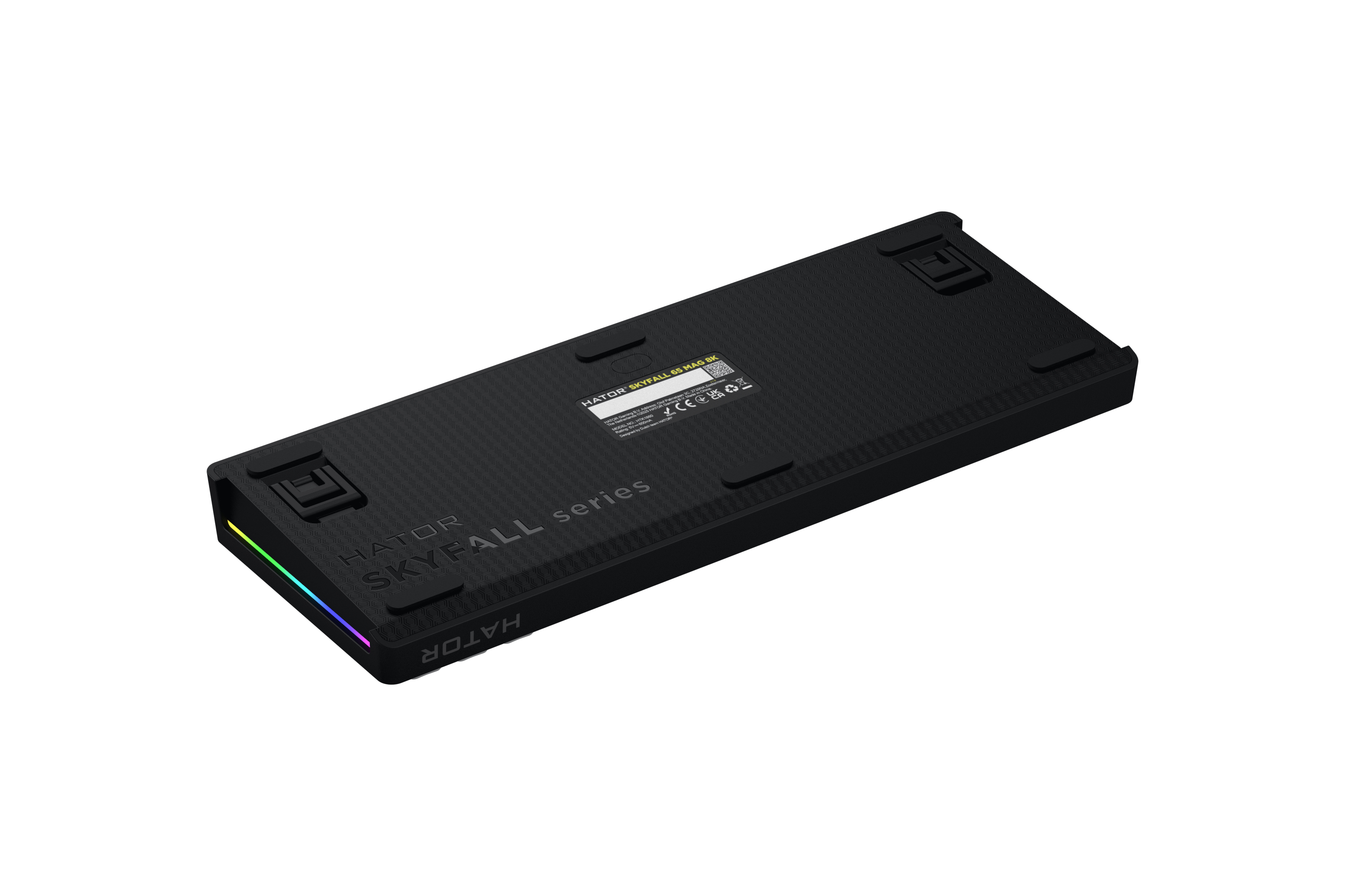 HATOR Skyfall 65 MAG ULTRA 8K, black-black, PBT OMA white-white US-ANSI, HATOR Aurum Strawberry 100M magnetic hotswap 45gf switches, 8K USB polling rate, 64K single key, gasket mount structure & anti-noise sandwich, knob, RGB analog gaming keyboard - (HT