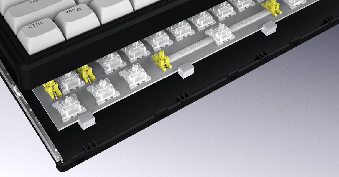 HATOR Skyfall 65 MAG ULTRA 8K, black-black, PBT OMA white-white US-ANSI, HATOR Aurum Strawberry 100M magnetic hotswap 45gf switches, 8K USB polling rate, 64K single key, gasket mount structure & anti-noise sandwich, knob, RGB analog gaming keyboard - (HT