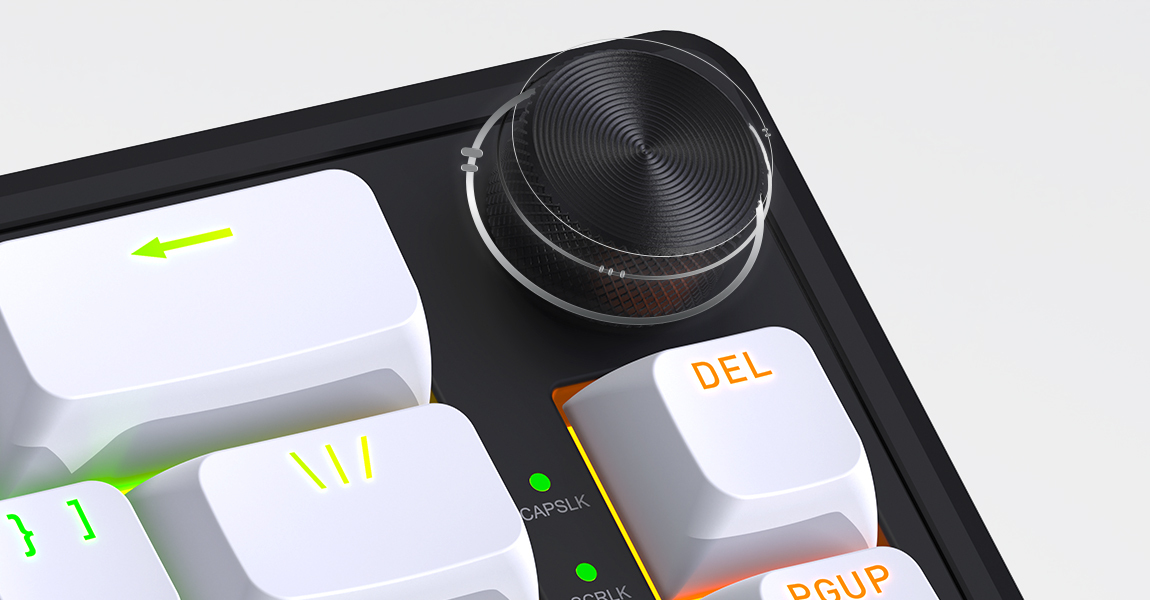 HATOR Skyfall 65 MAG ULTRA 8K, black-black, PBT OMA white-white US-ANSI, HATOR Aurum Strawberry 100M magnetic hotswap 45gf switches, 8K USB polling rate, 64K single key, gasket mount structure & anti-noise sandwich, knob, RGB analog gaming keyboard - (HT