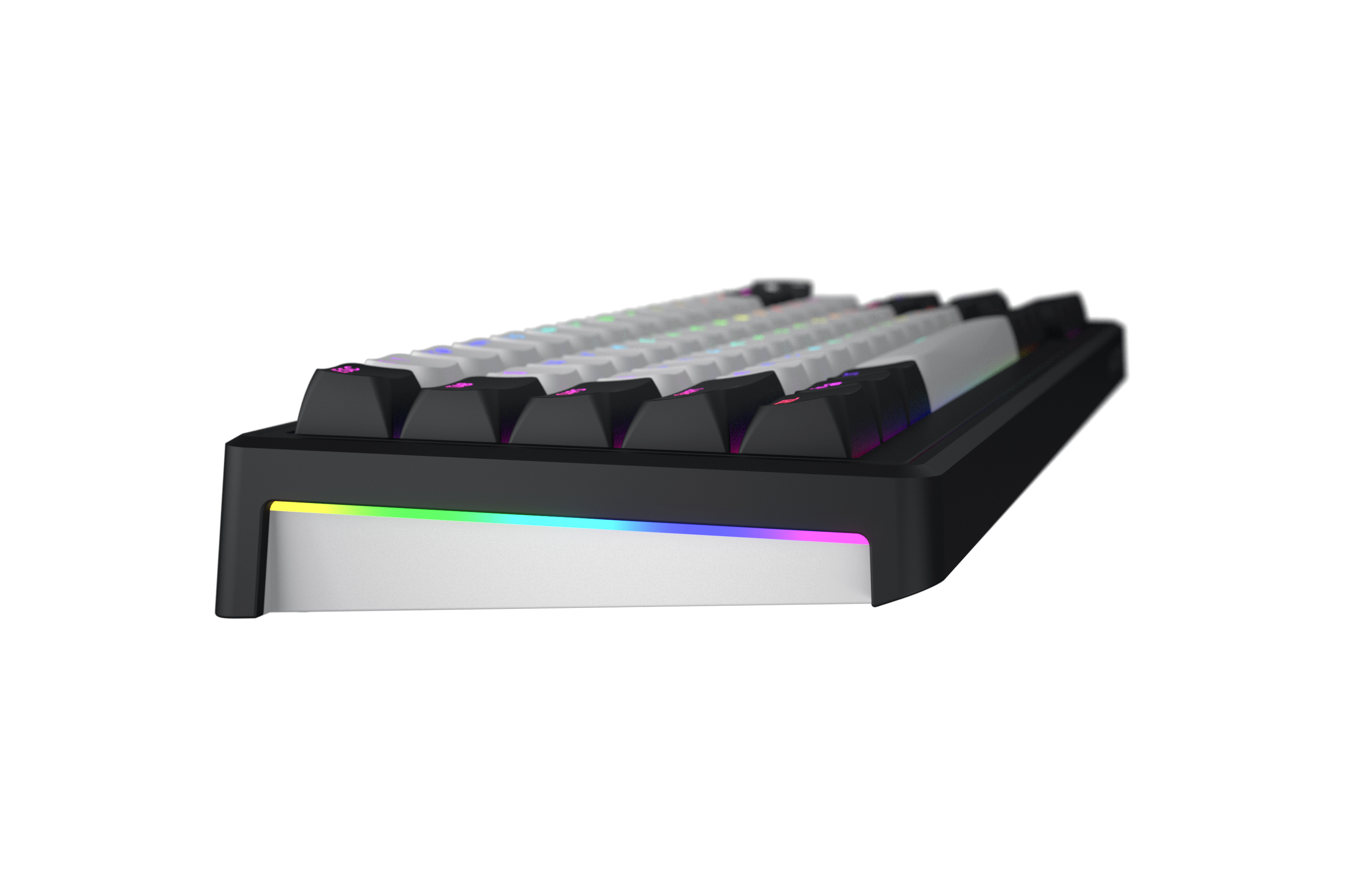 HATOR Skyfall 65 MAG ULTIMA 8K, wireless white-black, PBT OMA white-black US-ANSI, HATOR Aurum Strawberry 100M magnetic hotswap 45gf switches, 2.4GHz/Bluetooth/USB, dual 8K polling rate, 64K single key, 8000mAh, gasket mount & anti-noise, 3.5 TFT screen,