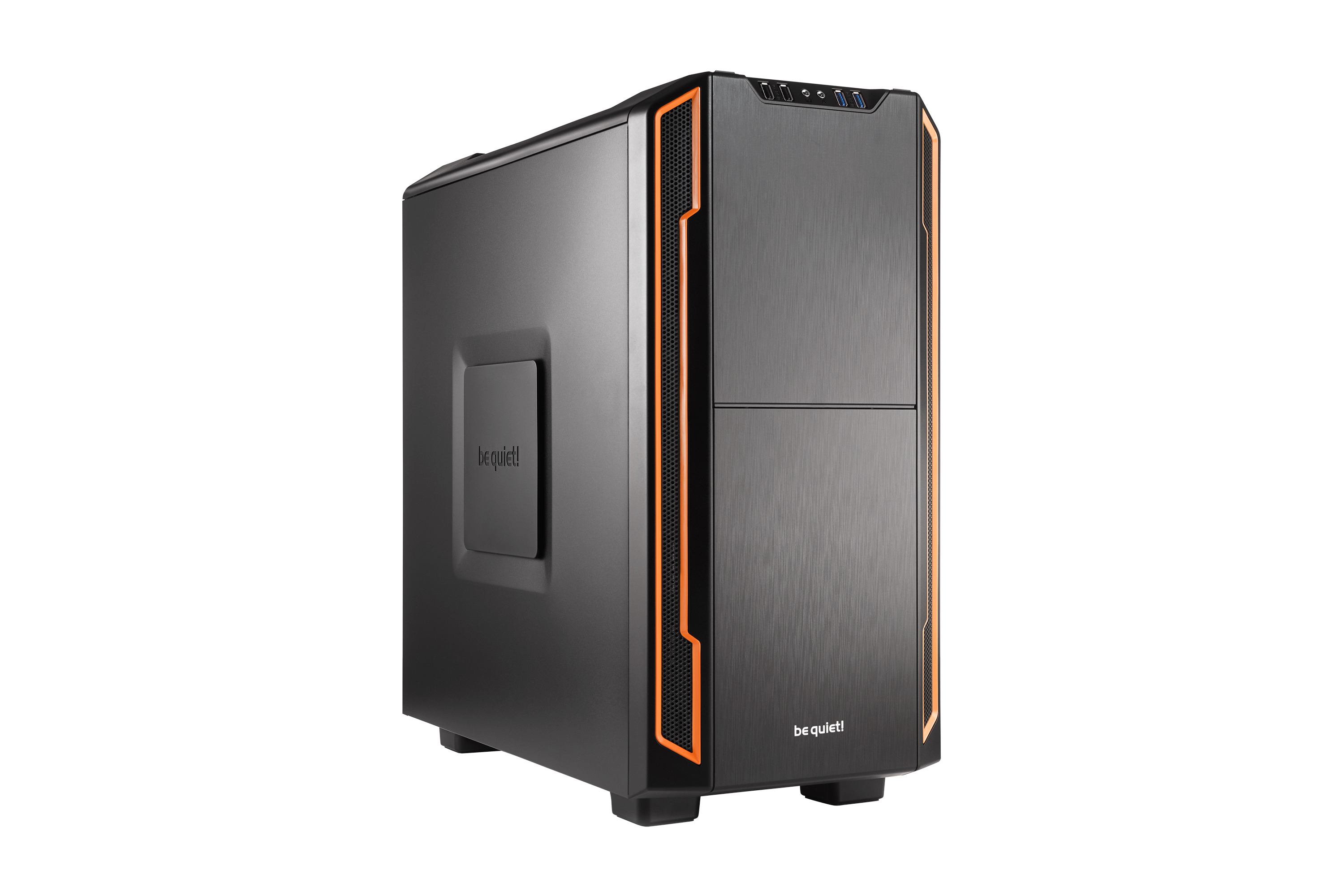 be quiet! Silent Base 600 Orange, 495 x 230 x 493, IO-panel 2x USB 3.0, 2x USB 2.0, HD Audio, 3x 5,25, 3x 3,5, 3x 2,5, inc 1x 140 mm en 1x 120 mm fan, dual air channel cooling, 3-in-1 airintake sidepanel