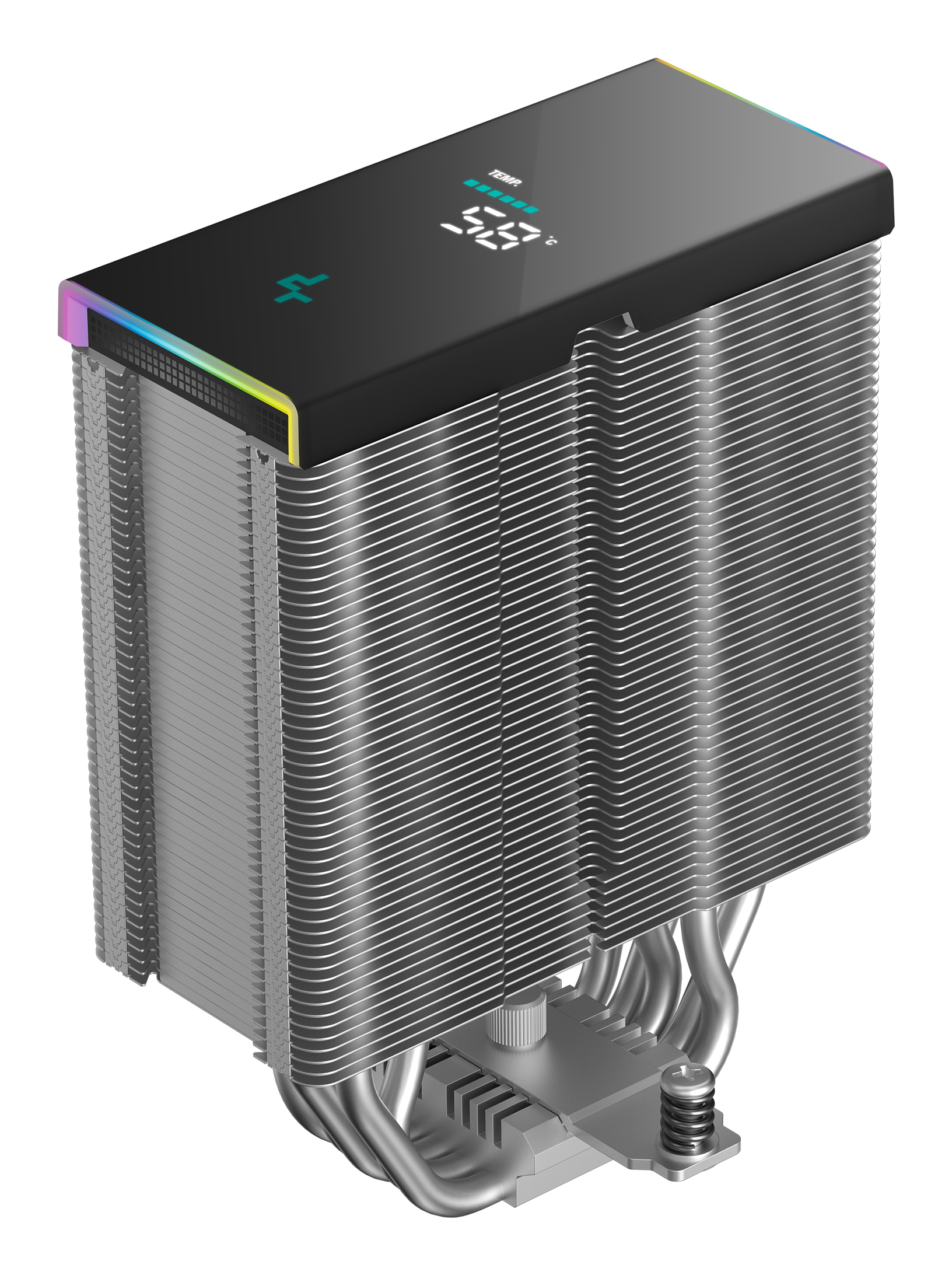 DeepCool AK500S DIGITAL SE Air Cooler, Single Tower, Real-Time CPU Status Screen, 5 Offset Copper Heat Pipes