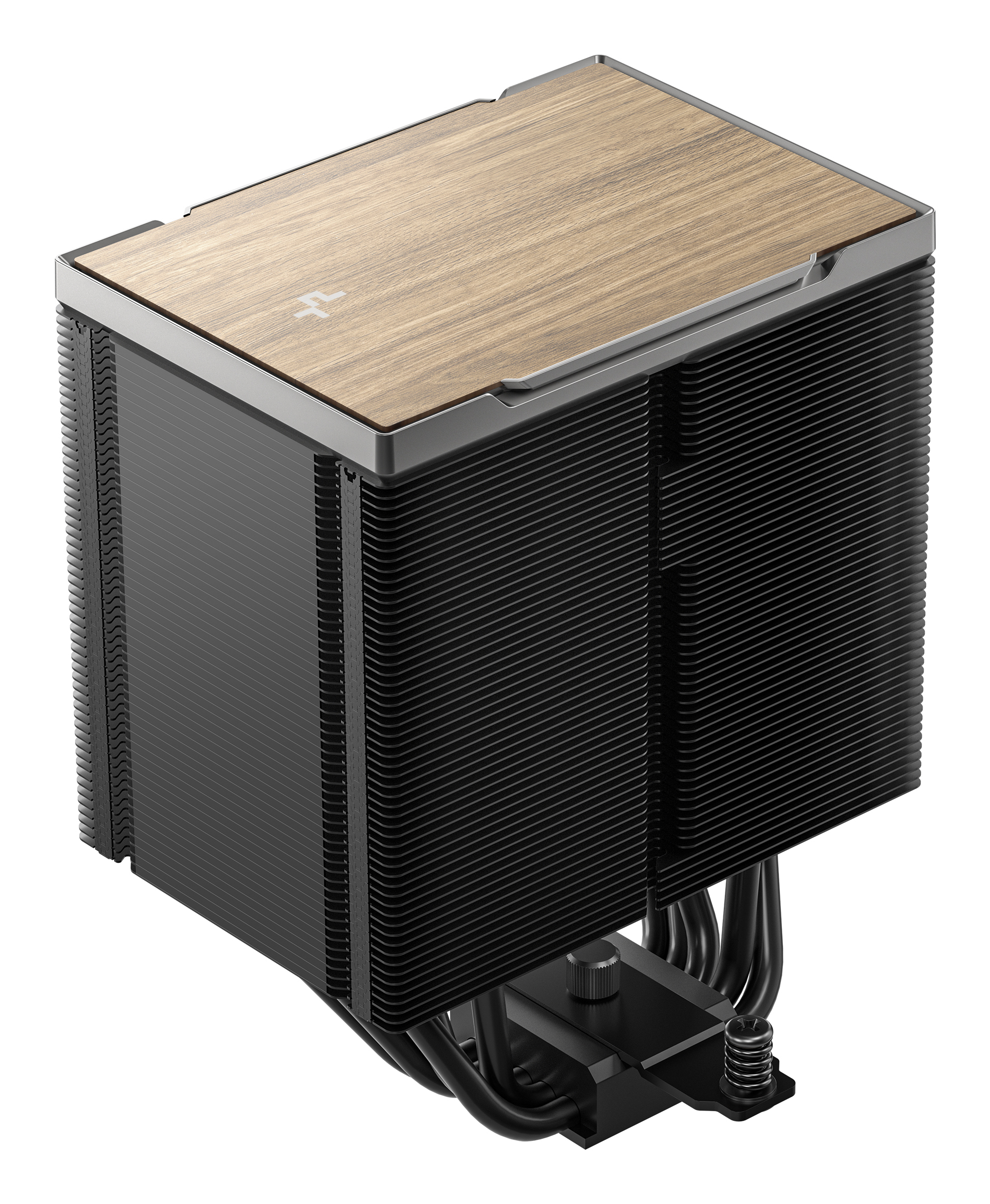 DeepCool AK500 G2 Air Cooler, Single Tower, Performance Fan, Wood Grain Top Cover, Replaceable Black Matrix-Style Sticker, CTT 2.0, 5 Copper Heat Pipes, Activate Clearing Tech, 0-RPM Startup/Stop, Black.