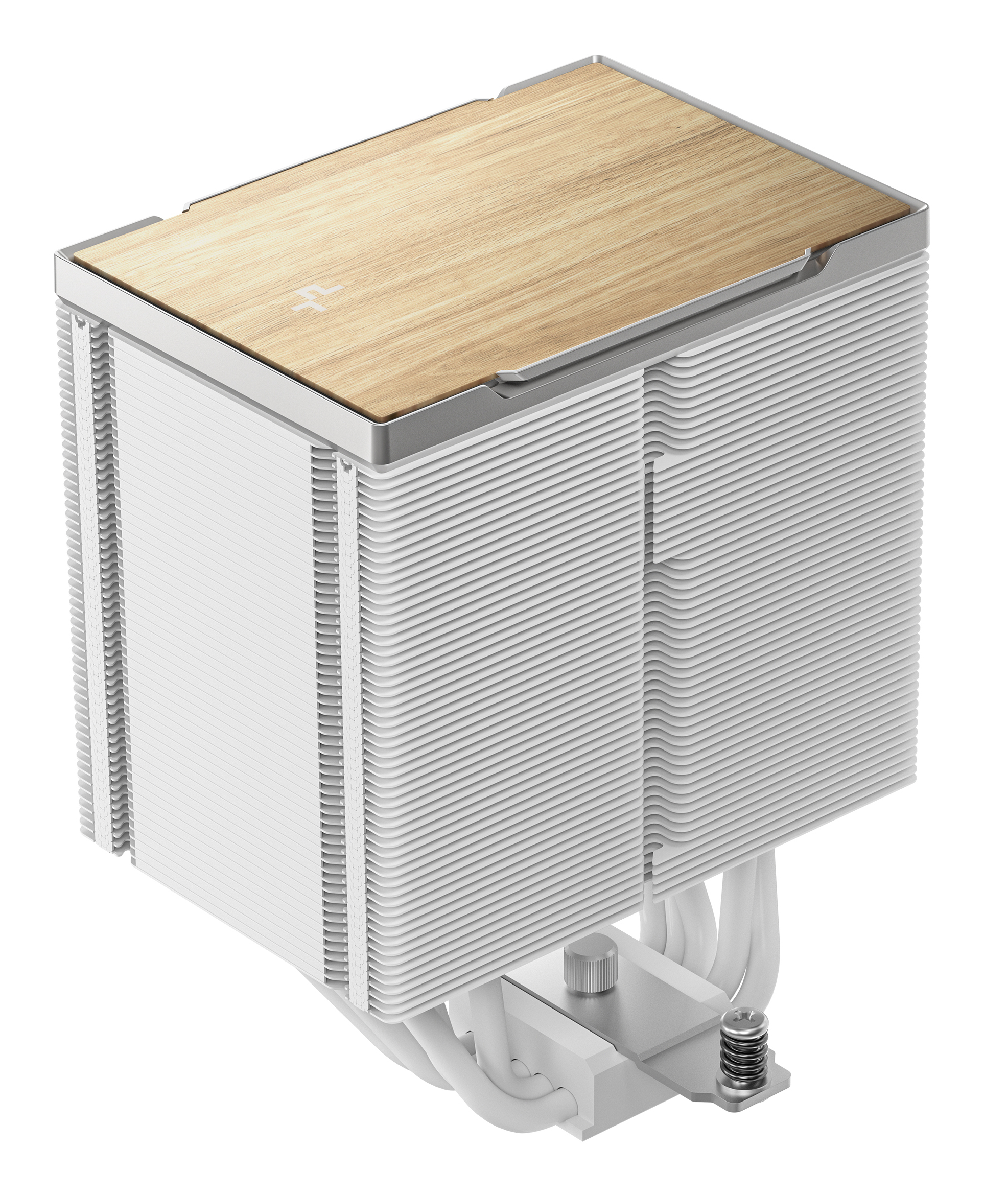 DeepCool AK500 G2 WH Air Cooler, Single Tower, Performance Fan, Wood Grain Top Cover, Replaceable White Matrix-Style Sticker, CTT 2.0, 5 Copper Heat Pipes, Activate Clearing Tech, 0-RPM Startup/Stop, White.