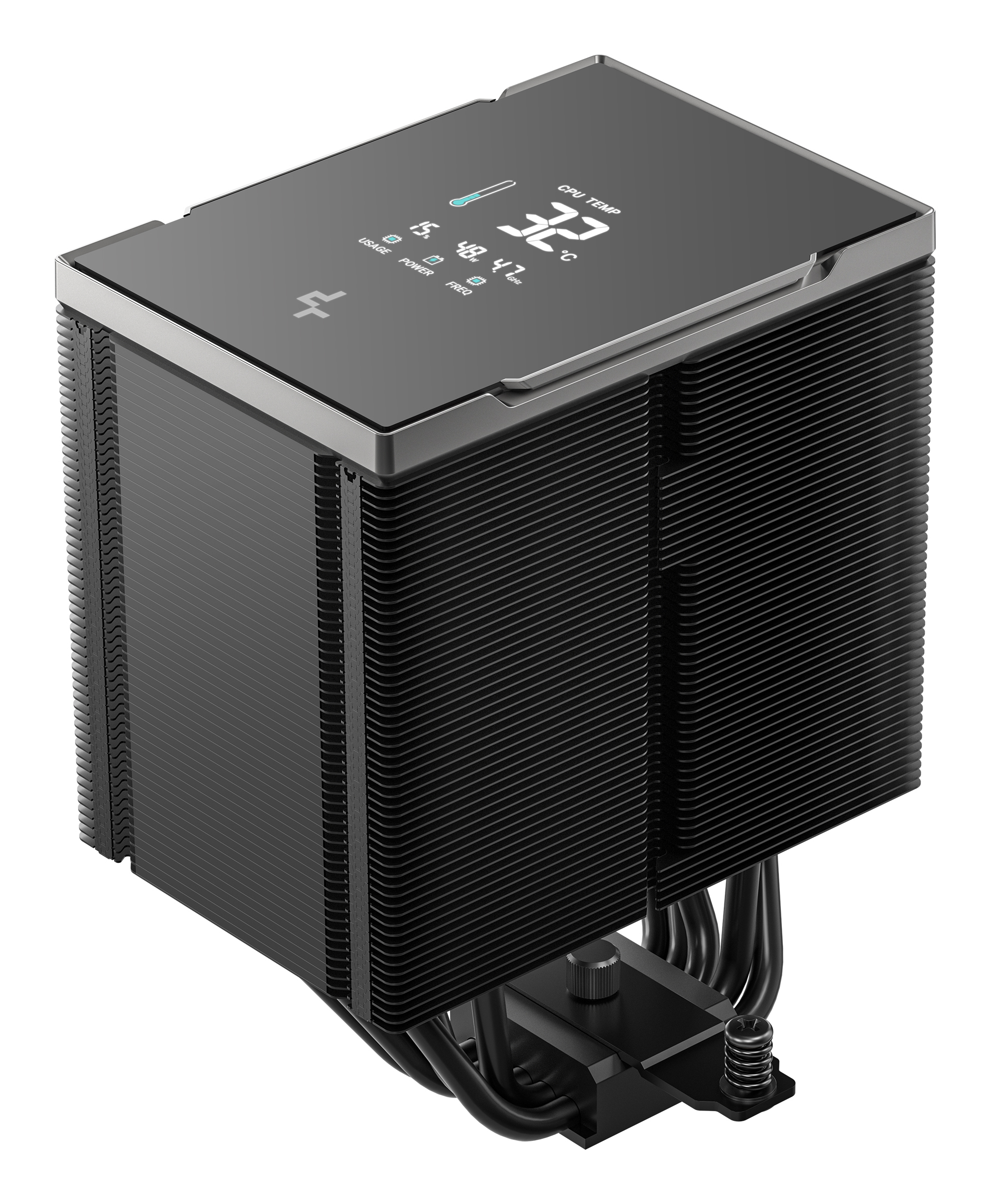 DeepCool AK500 G2 DIGITAL NYX Air Cooler, Single Tower, Performance Fan, LCD Segment Display Screen, CTT 2.0, 5 Copper Heat Pipes, Activate Clearing Tech, 0-RPM Startup/Stop, AI Smart Control, Black.