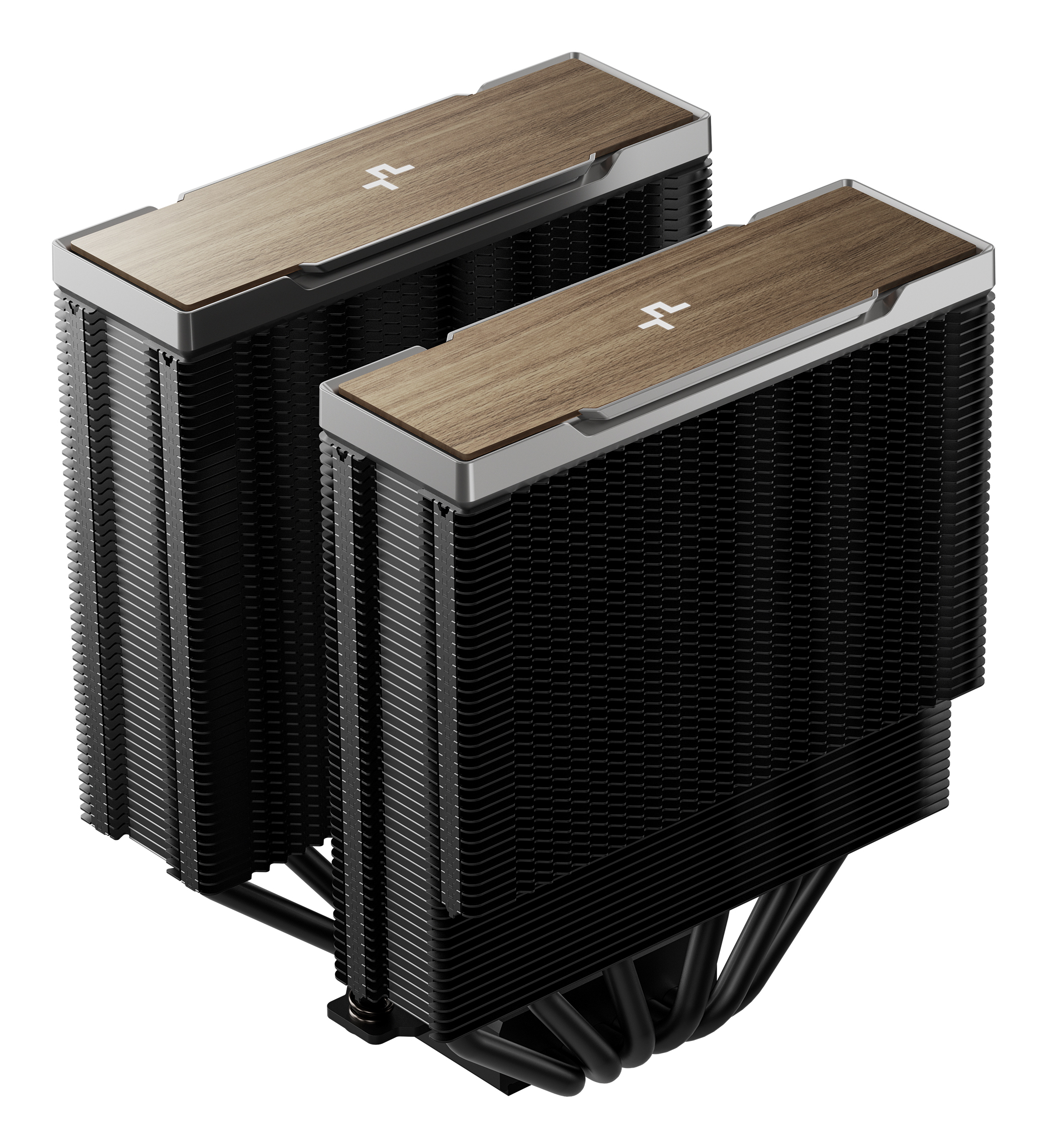 DeepCool AK620 G2 Air Cooler, Dual Tower, Performance Fan, Wood Grain Top Cover, Replaceable Black Matrix-Style Sticker, CTT 2.0, 6 Copper Heat Pipes, Activate Clearing Tech, 0-RPM Startup/Stop, Black.