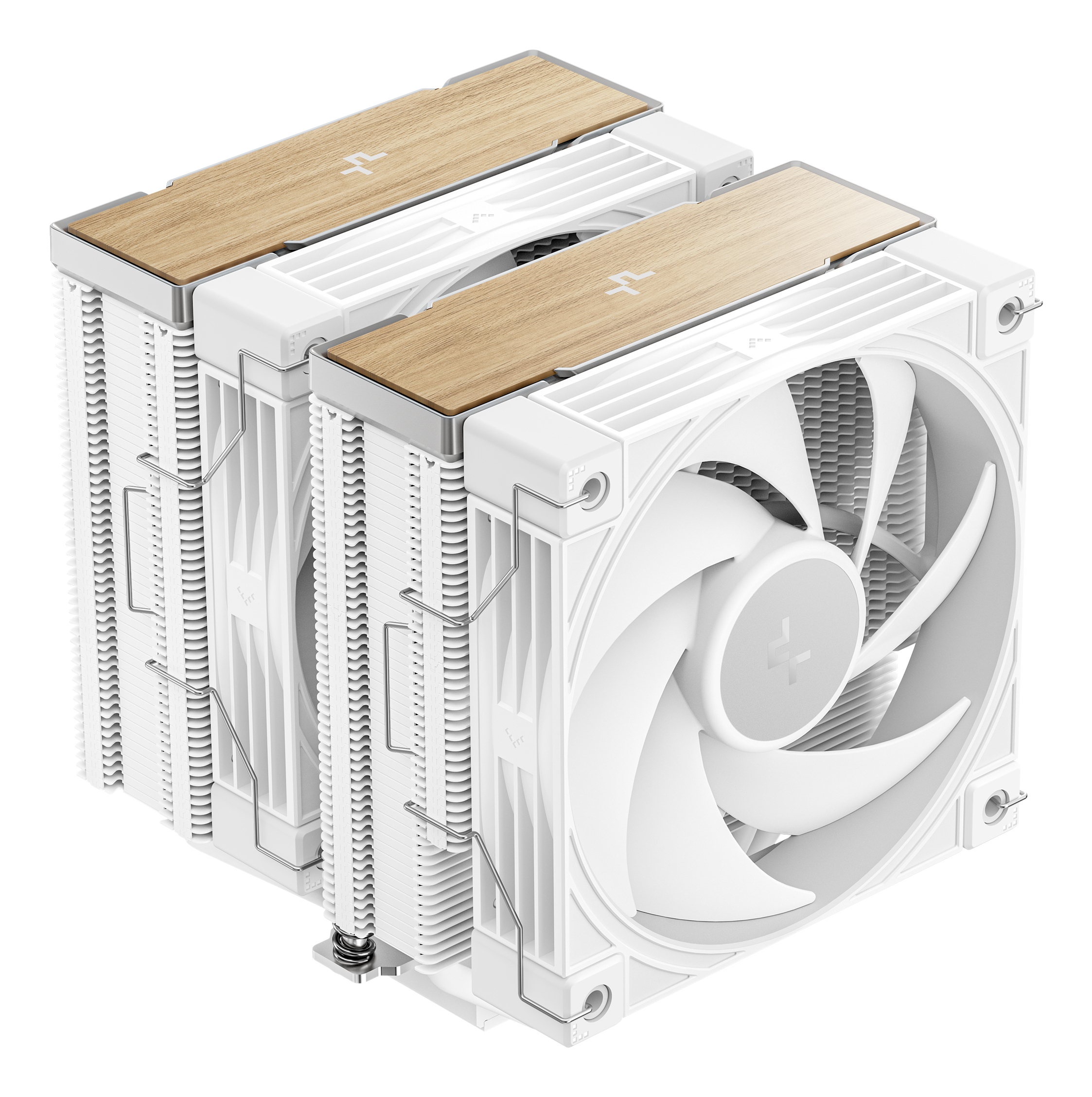 DeepCool AK620 G2 WH Air Cooler, Dual Tower, Performance Fan, Wood Grain Top Cover, Replaceable White Matrix-Style Sticker, CTT 2.0, 6 Copper Heat Pipes, Activate Clearing Tech, 0-RPM Startup/Stop, White.