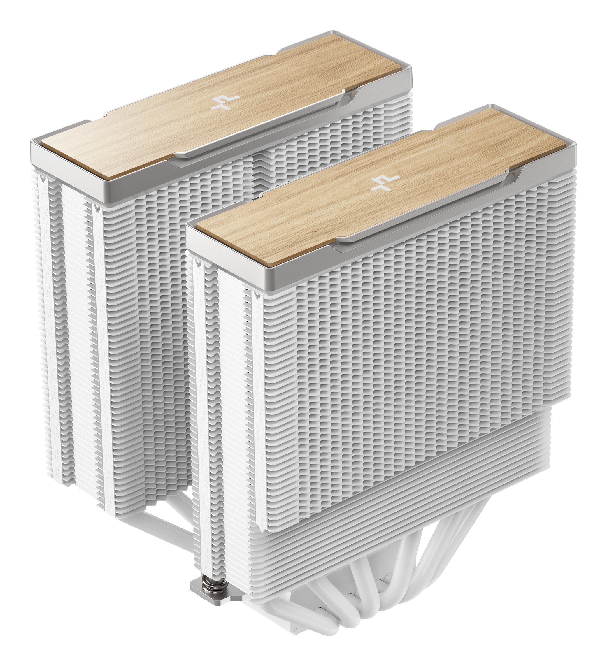DeepCool AK620 G2 WH Air Cooler, Dual Tower, Performance Fan, Wood Grain Top Cover, Replaceable White Matrix-Style Sticker, CTT 2.0, 6 Copper Heat Pipes, Activate Clearing Tech, 0-RPM Startup/Stop, White.