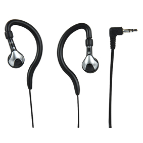 Opruiming: HQ Waterbestendige earhook hoofdtelefoon met ge�ntegreerd bascircuit. Ideaal voor gebruik met draagbare apparatuur, 20 - 20.000 Hz.