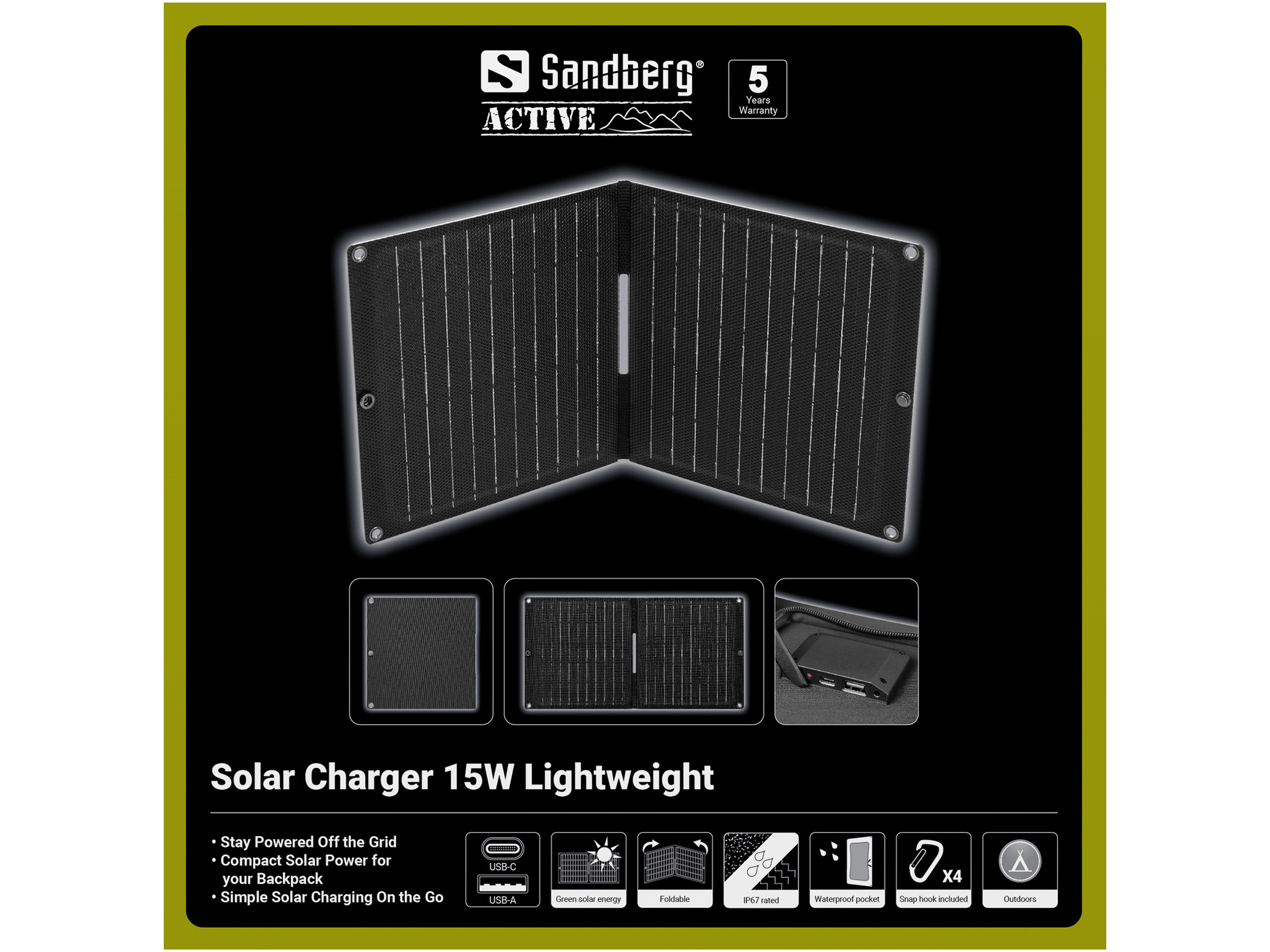 Sandberg Solar Charger 15W Lightweight