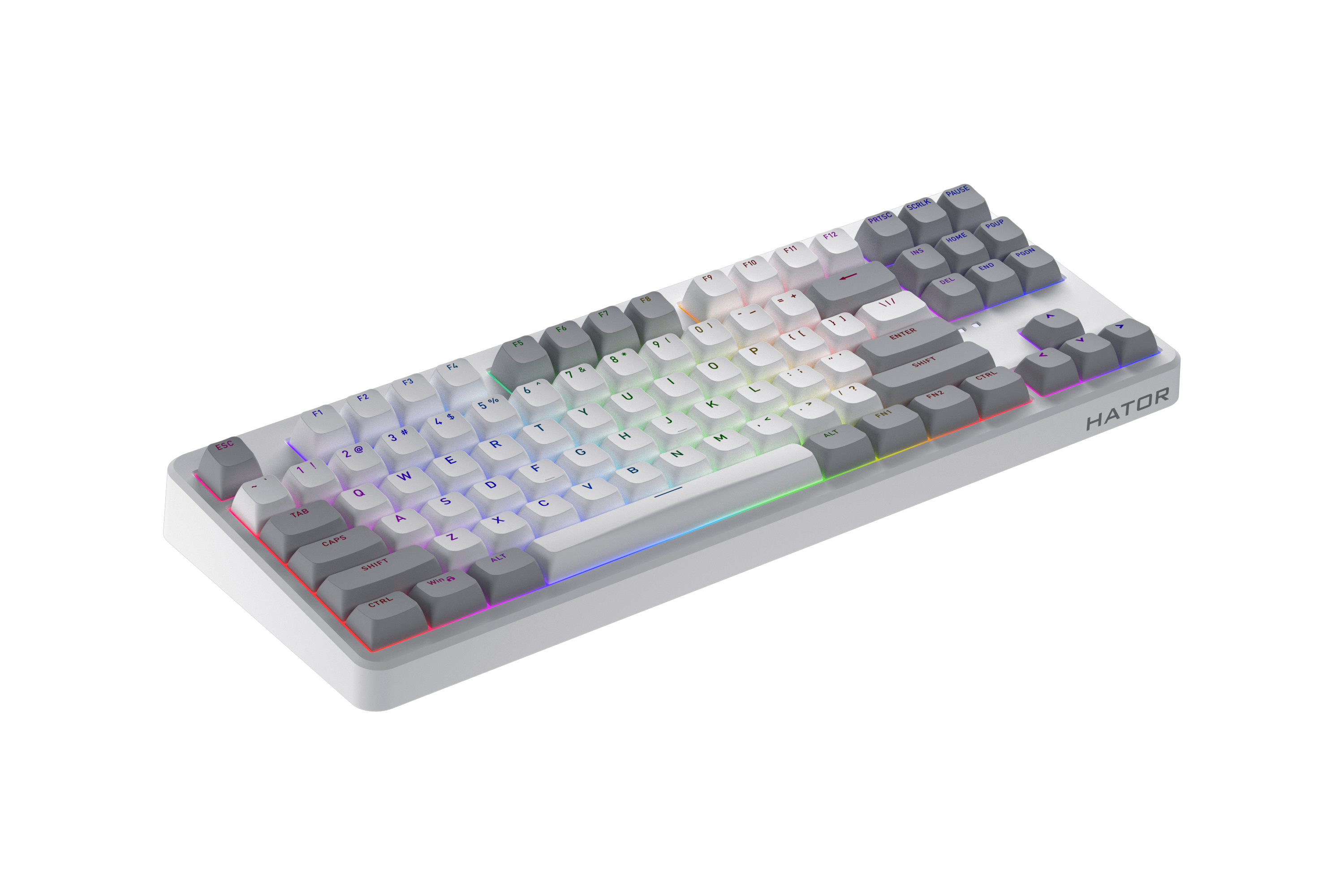 HATOR Rockfall 3 TKL wireless orange (SQWL87) white, QMK/VIA, OMA profile US layout ANSI (white-gray keycaps) Keyboard - linear Mechanical Switches - US - ANSI Layout (SQWL87W)