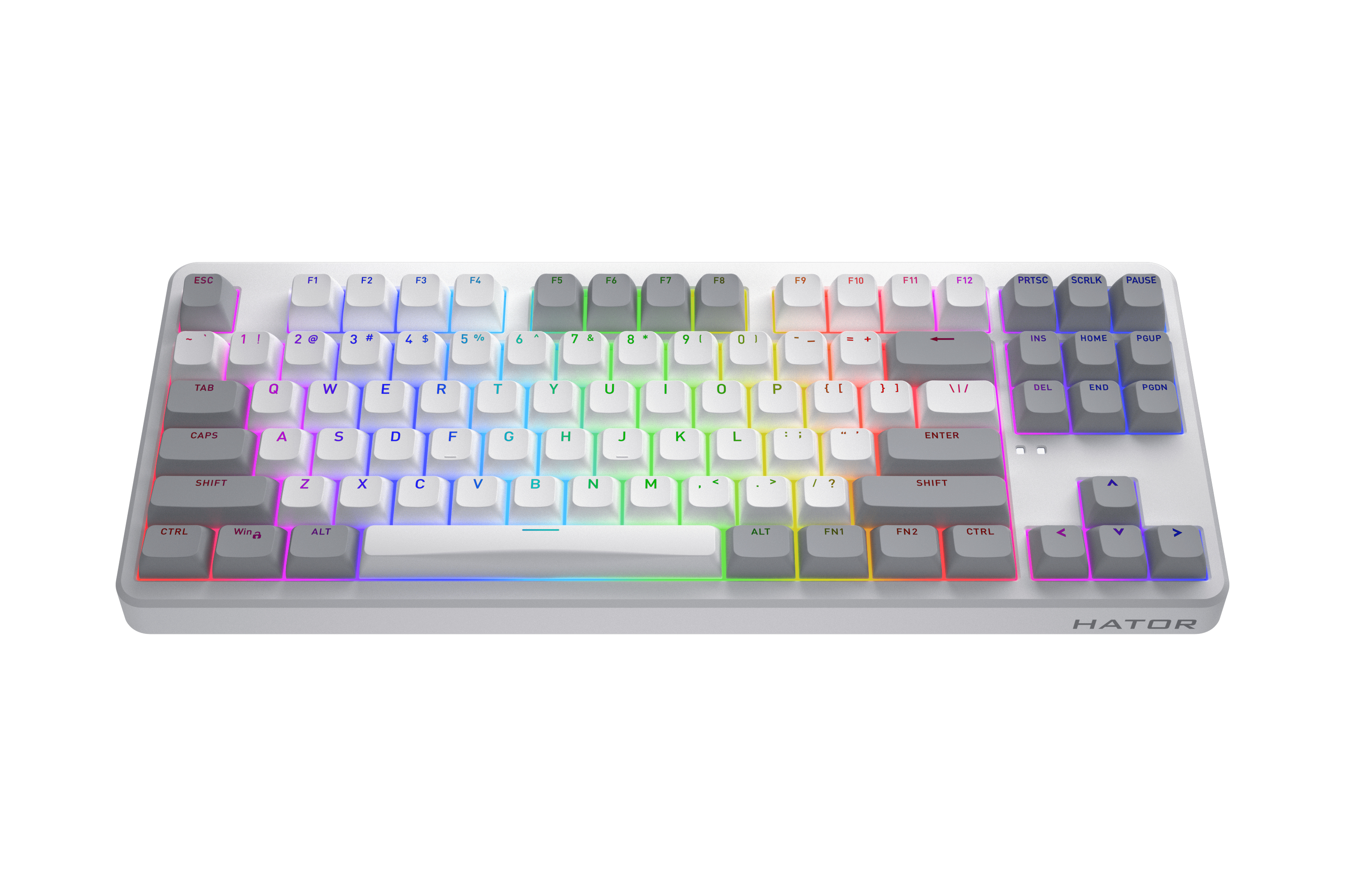 HATOR Rockfall 3 TKL wireless orange (SQWL87) white, QMK/VIA, OMA profile US layout ANSI (white-gray keycaps) Keyboard - linear Mechanical Switches - US - ANSI Layout (SQWL87W)
