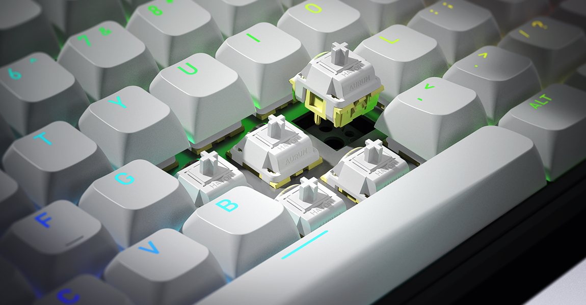 HATOR Rockfall 3 TKL wireless orange (SQWL87) white, QMK/VIA, OMA profile US layout ANSI (white-gray keycaps) Keyboard - linear Mechanical Switches - US - ANSI Layout (SQWL87W)