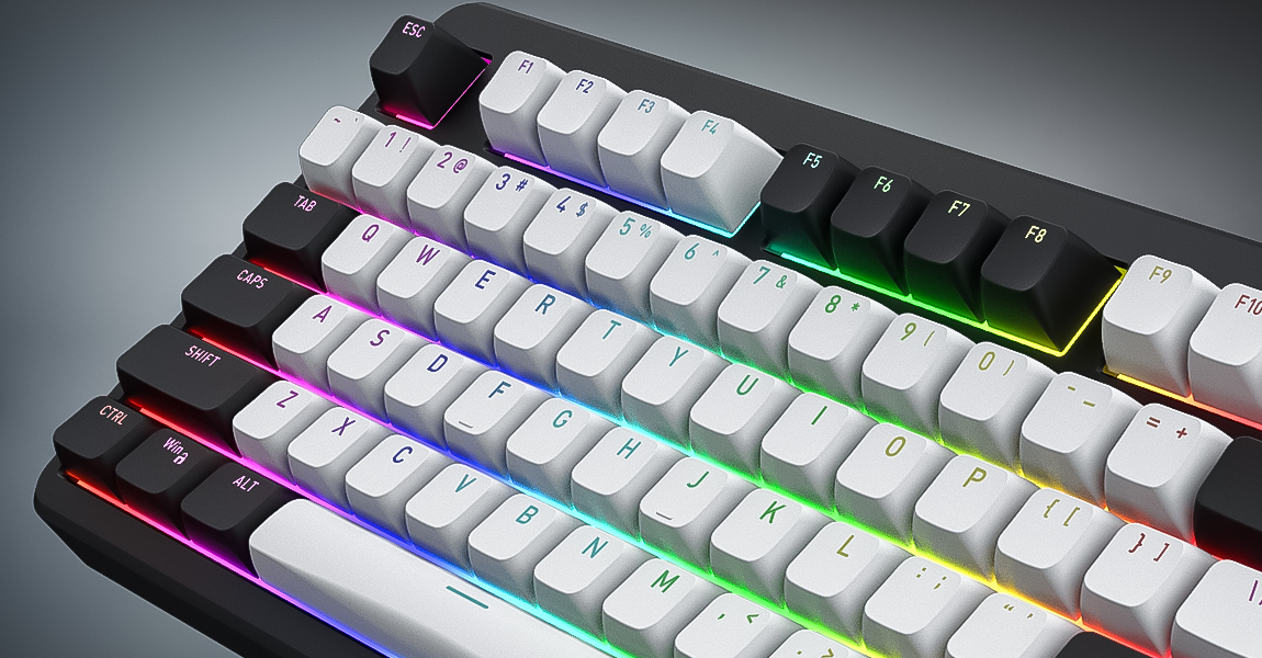HATOR Rockfall 3 TKL wireless orange (SQWL87) white, QMK/VIA, OMA profile US layout ANSI (white-gray keycaps) Keyboard - linear Mechanical Switches - US - ANSI Layout (SQWL87W)