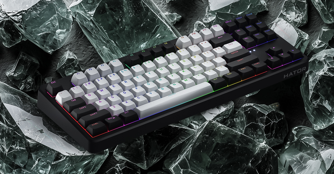 HATOR Rockfall 3 TKL wireless orange (SQWL87) white, QMK/VIA, OMA profile US layout ANSI (white-gray keycaps) Keyboard - linear Mechanical Switches - US - ANSI Layout (SQWL87W)