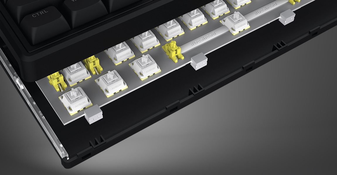 HATOR Skyfall 65, black-black, ABS OMA black-black keycaps US-ANSI Layout, HATOR Aurum Sterling 70M linear speed mechanical hotswap 50gf switches, USB, gasket mount structure & anti-noise sandwich, knob, RGB workspace&gaming keyboard - (HTK1160)