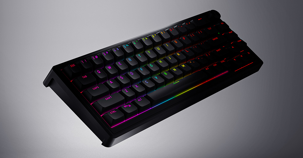 HATOR Skyfall 65, black-black, ABS OMA black-black keycaps US-ANSI Layout, HATOR Aurum Sterling 70M linear speed mechanical hotswap 50gf switches, USB, gasket mount structure & anti-noise sandwich, knob, RGB workspace&gaming keyboard - (HTK1160)