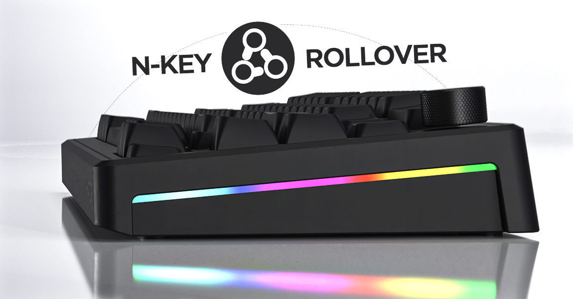 HATOR Skyfall 65, black-black, ABS OMA black-black keycaps US-ANSI Layout, HATOR Aurum Sterling 70M linear speed mechanical hotswap 50gf switches, USB, gasket mount structure & anti-noise sandwich, knob, RGB workspace&gaming keyboard - (HTK1160)