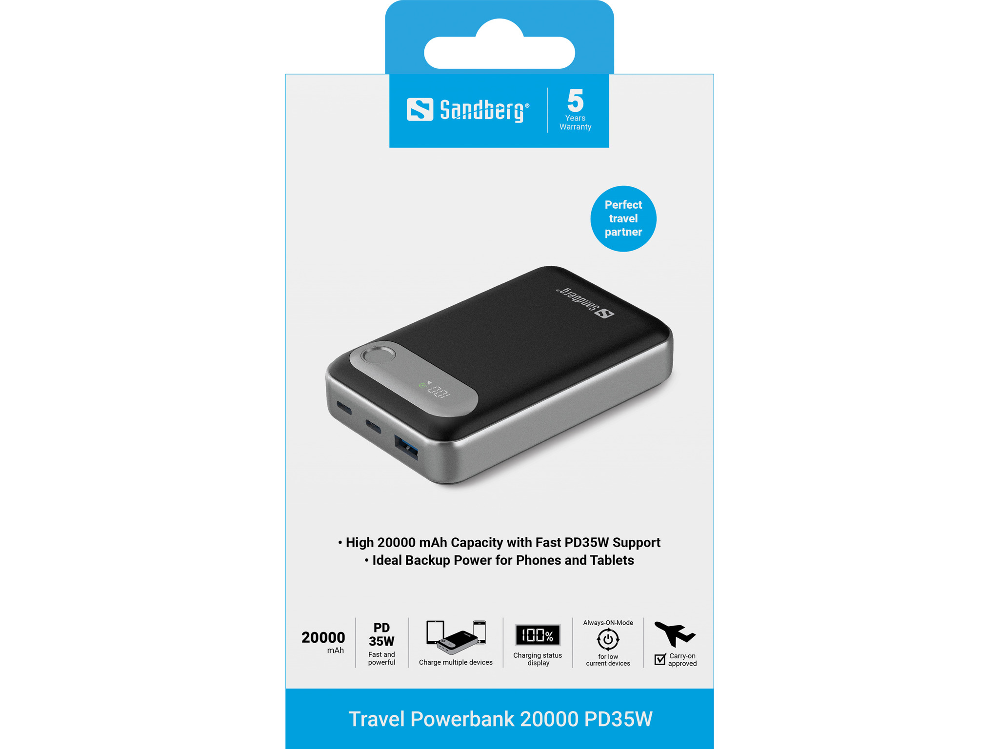 Sandberg Travel Powerbank 20000 PD35W